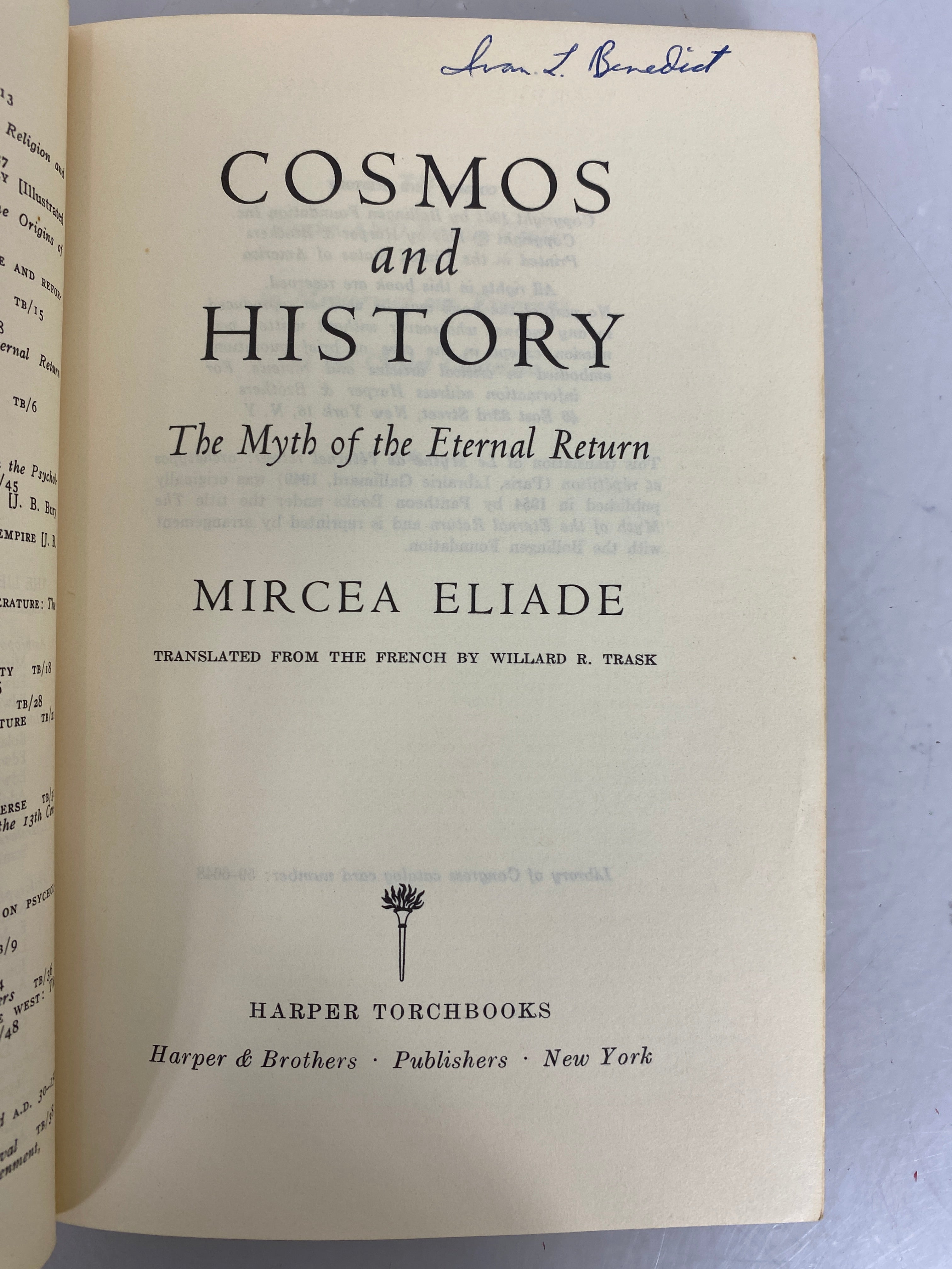 Cosmos and History The Myth of the Eternal Return Mircea Eliade 1959 SC