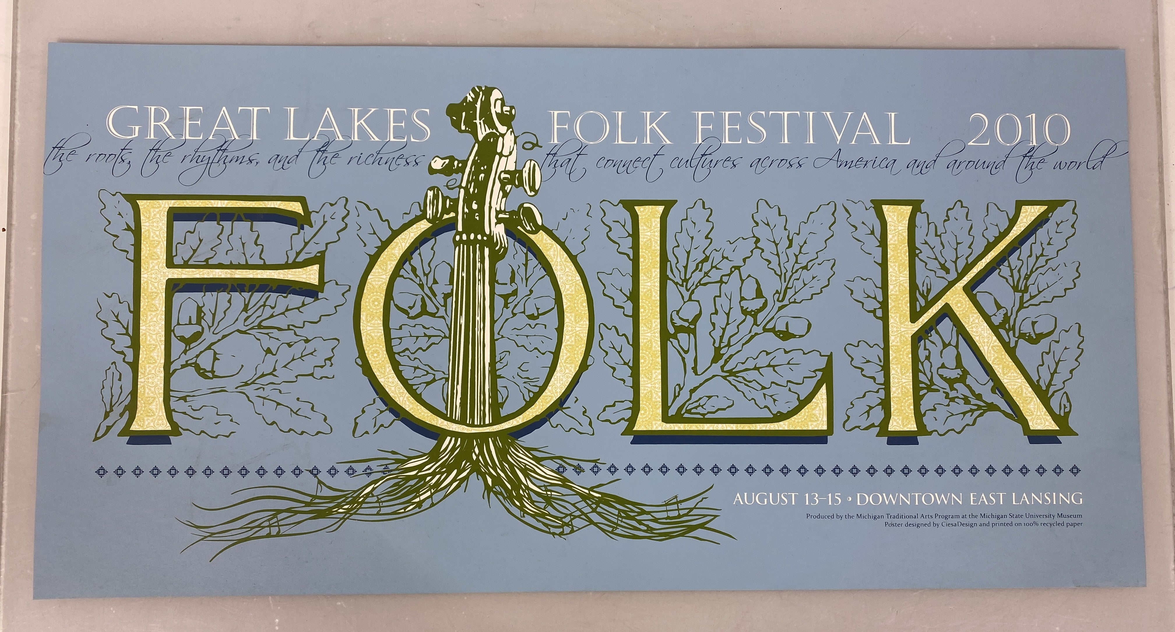2010 MSU Museum Folk Festival Poster Go Green Ephemera
