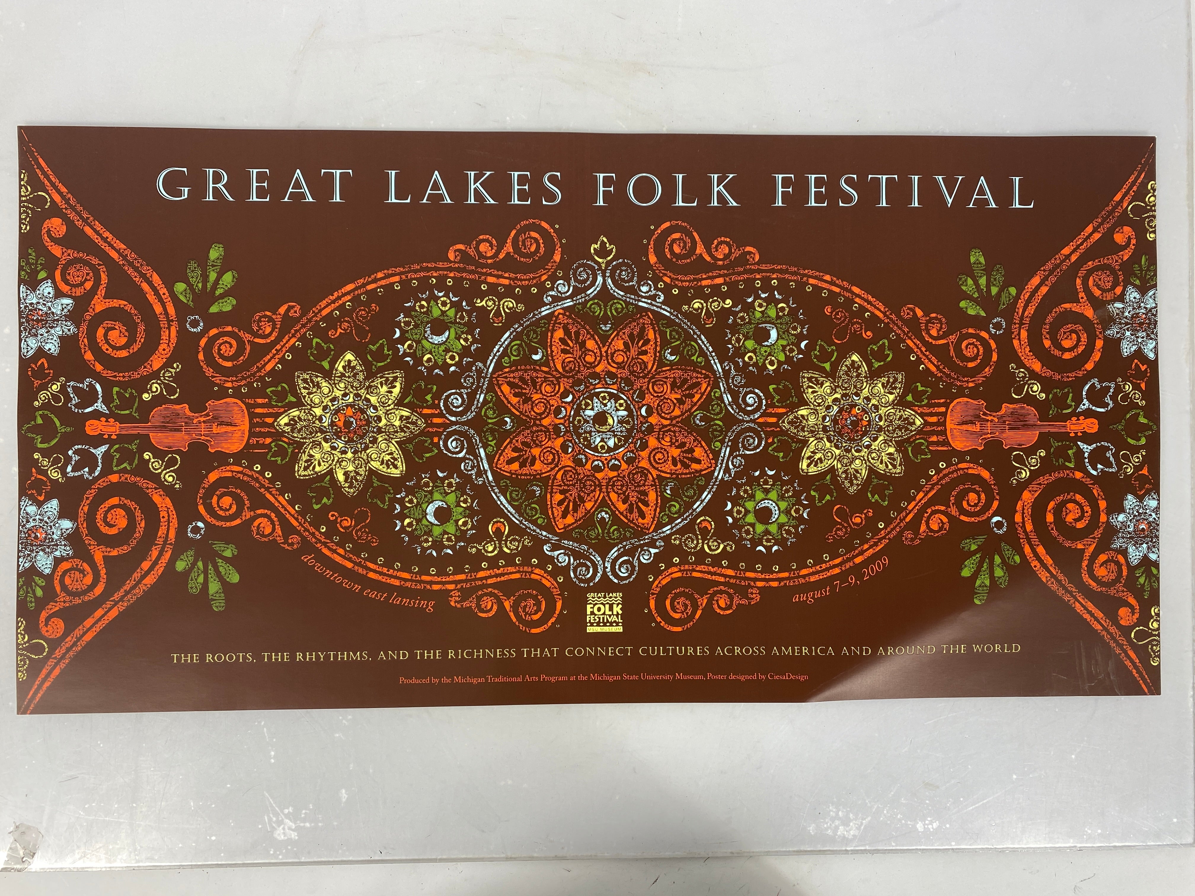 2009 MSU Museum Folk Festival Poster Go Green Ephemera