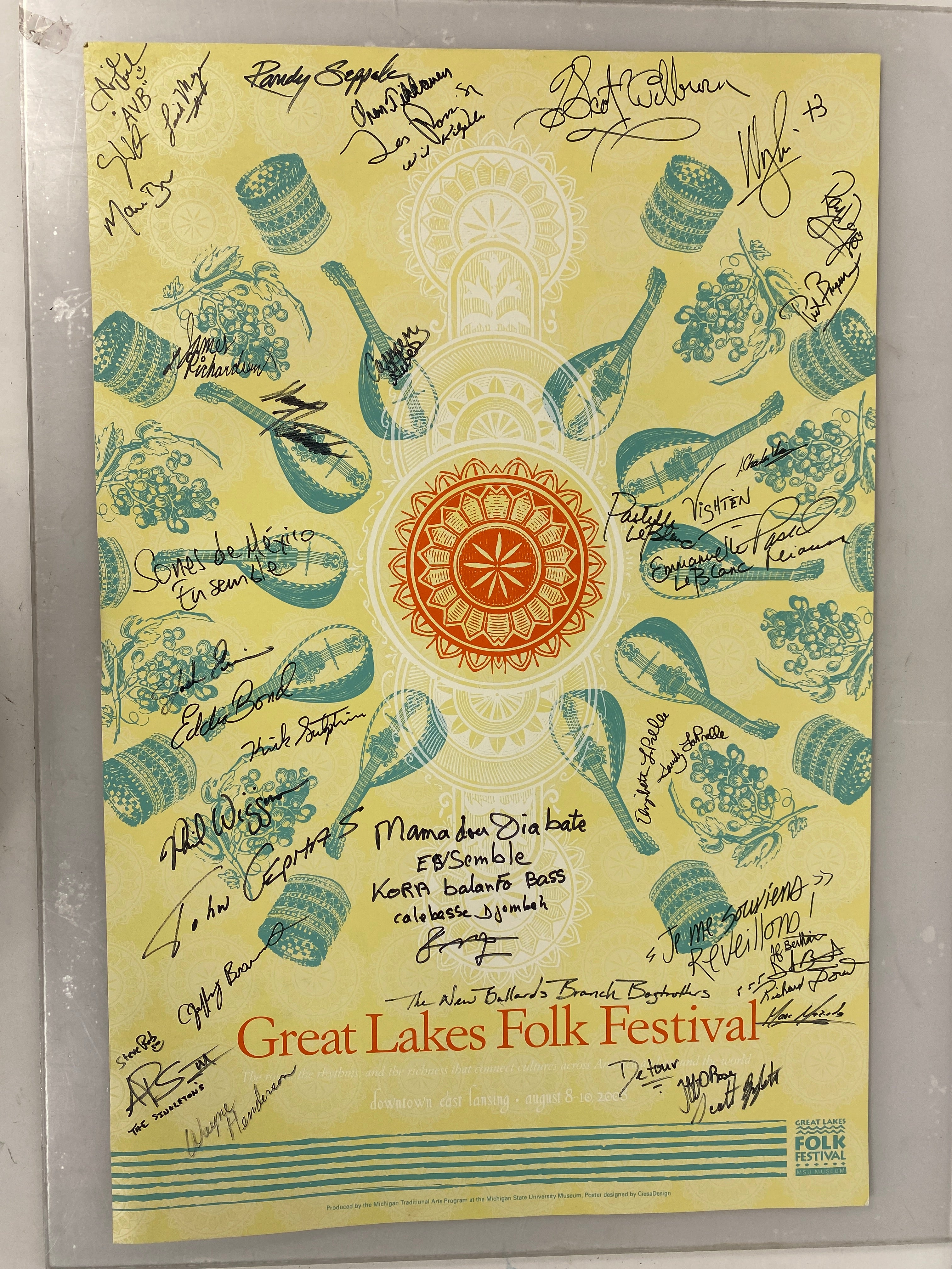 2008 MSU Museum Folk Festival Poster Go Green Ephemera *Signed*