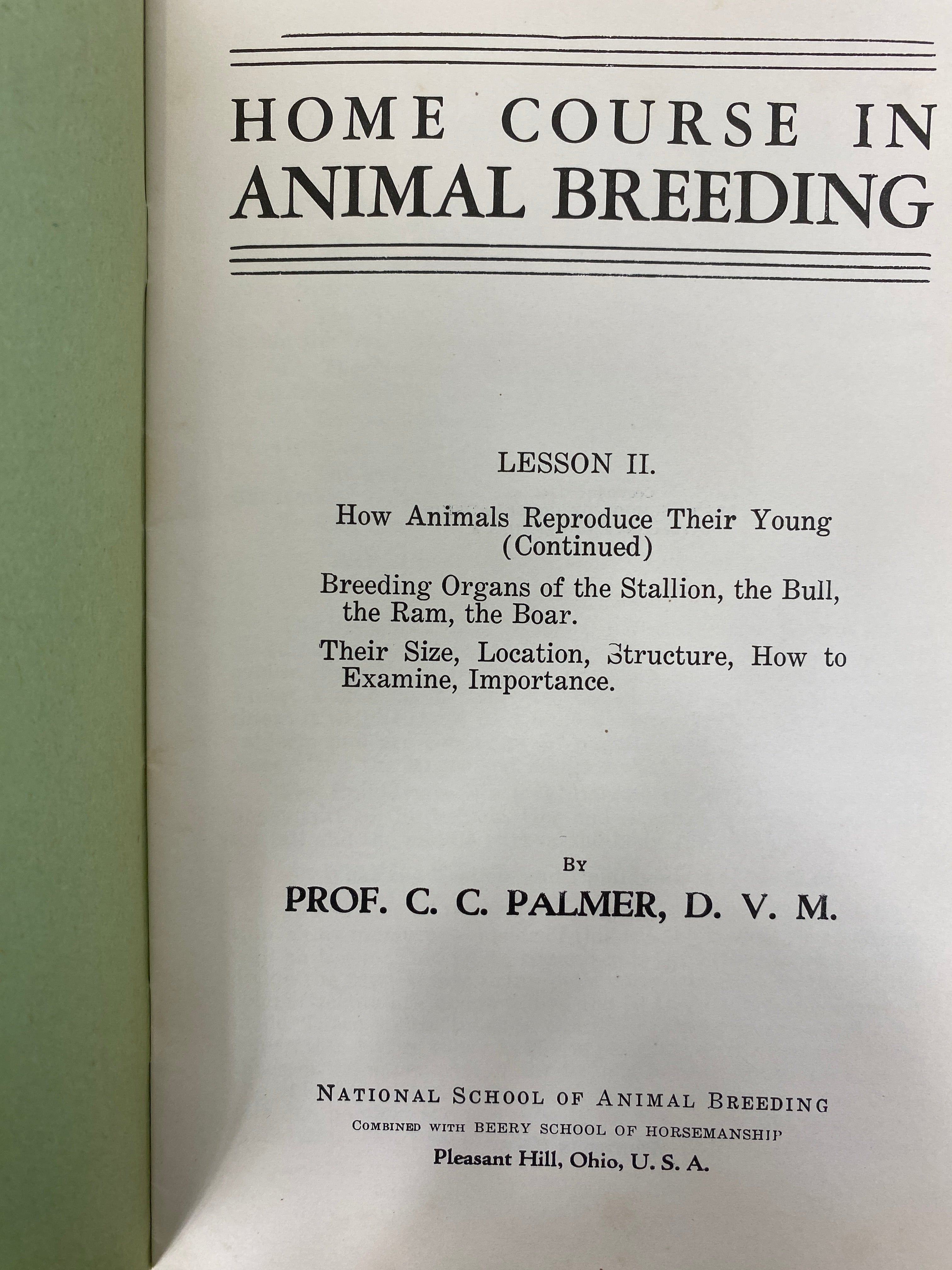 Complete 10 Vol Set 1944 Home Course in Animal Breeding National School of Animal Breeding SC