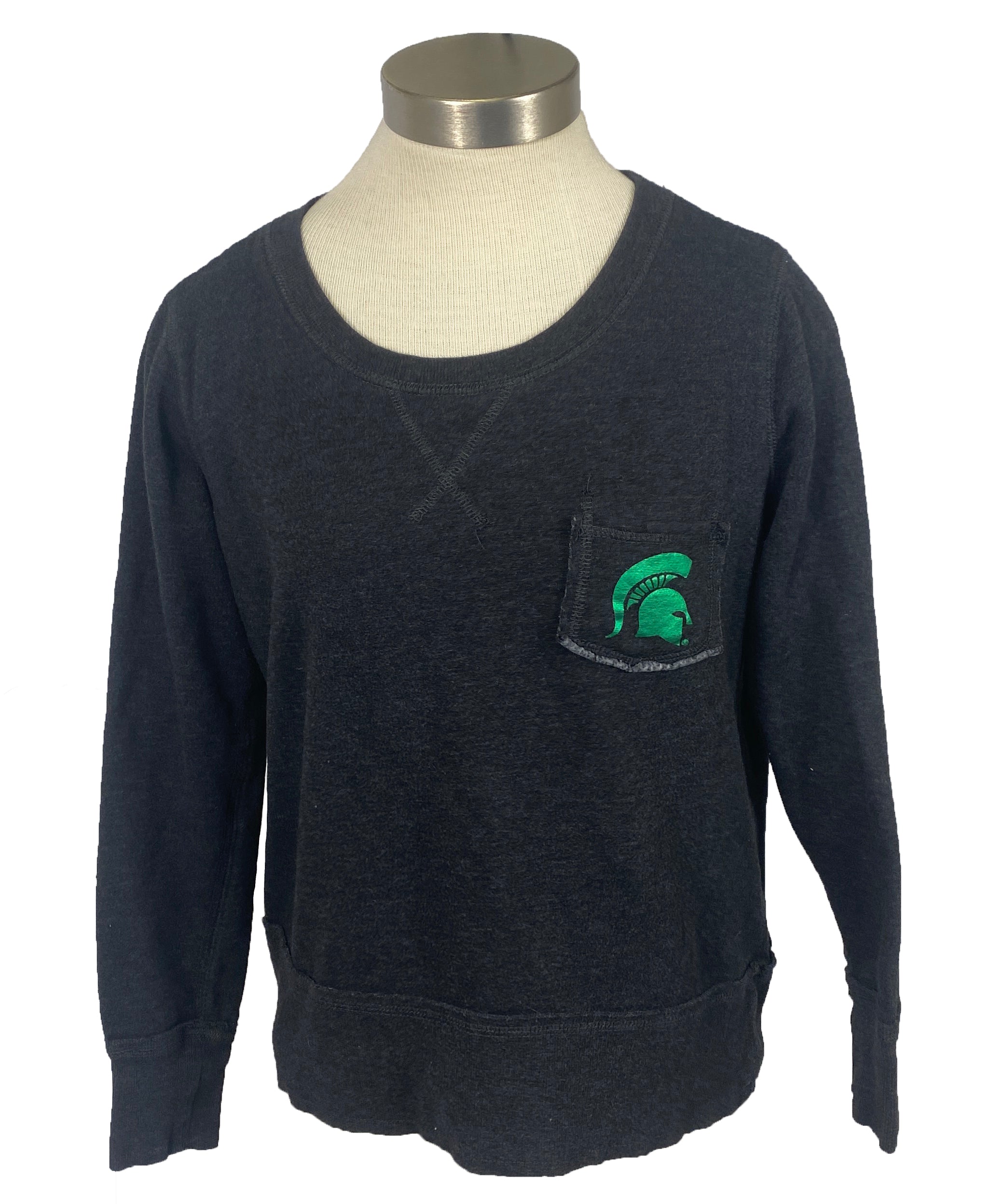 Michigan State University Black Cropped Crewneck Sweatshirt Women's Size L