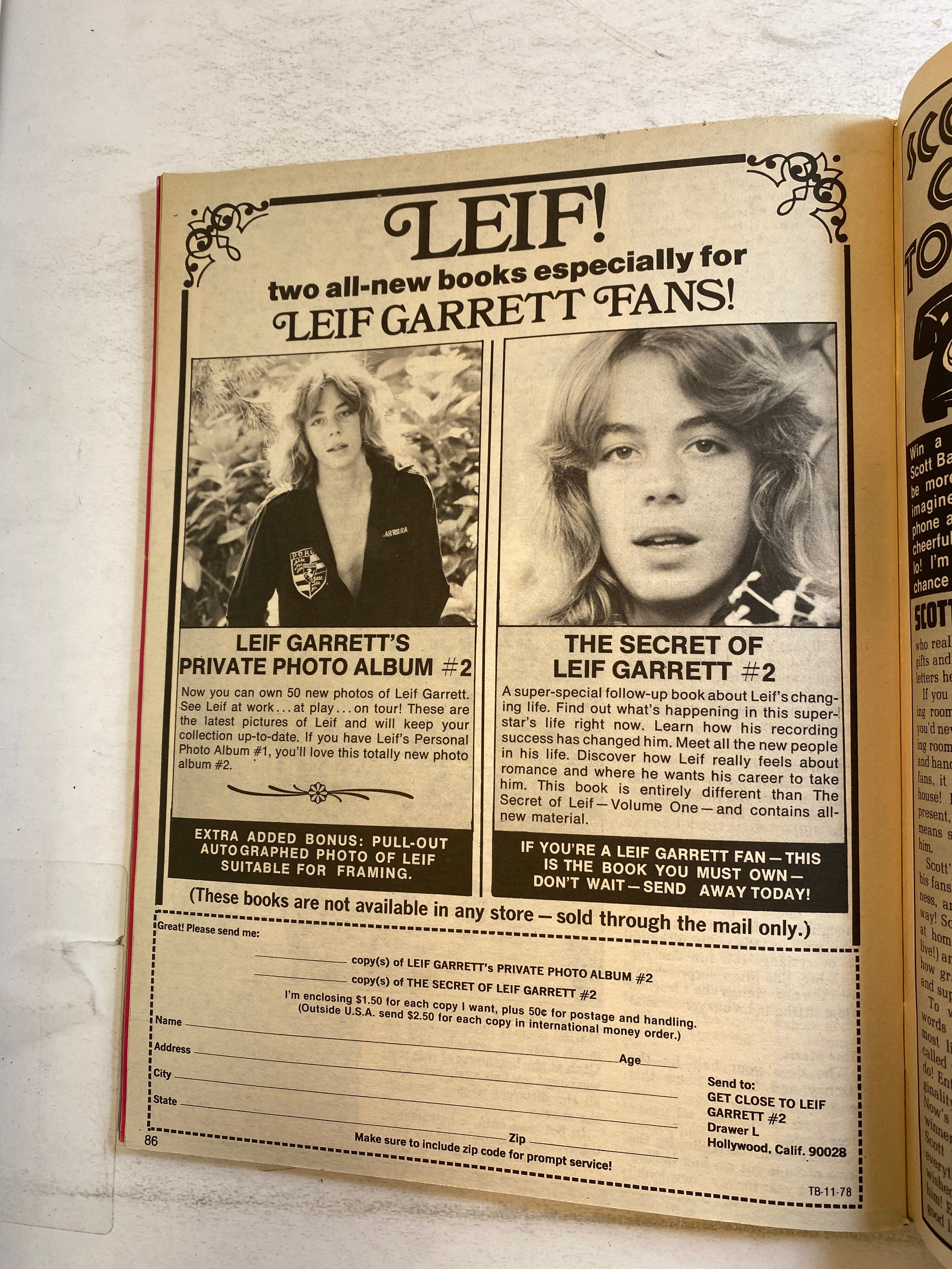 Tiger Beat Magazine November 1978 Scott Baio