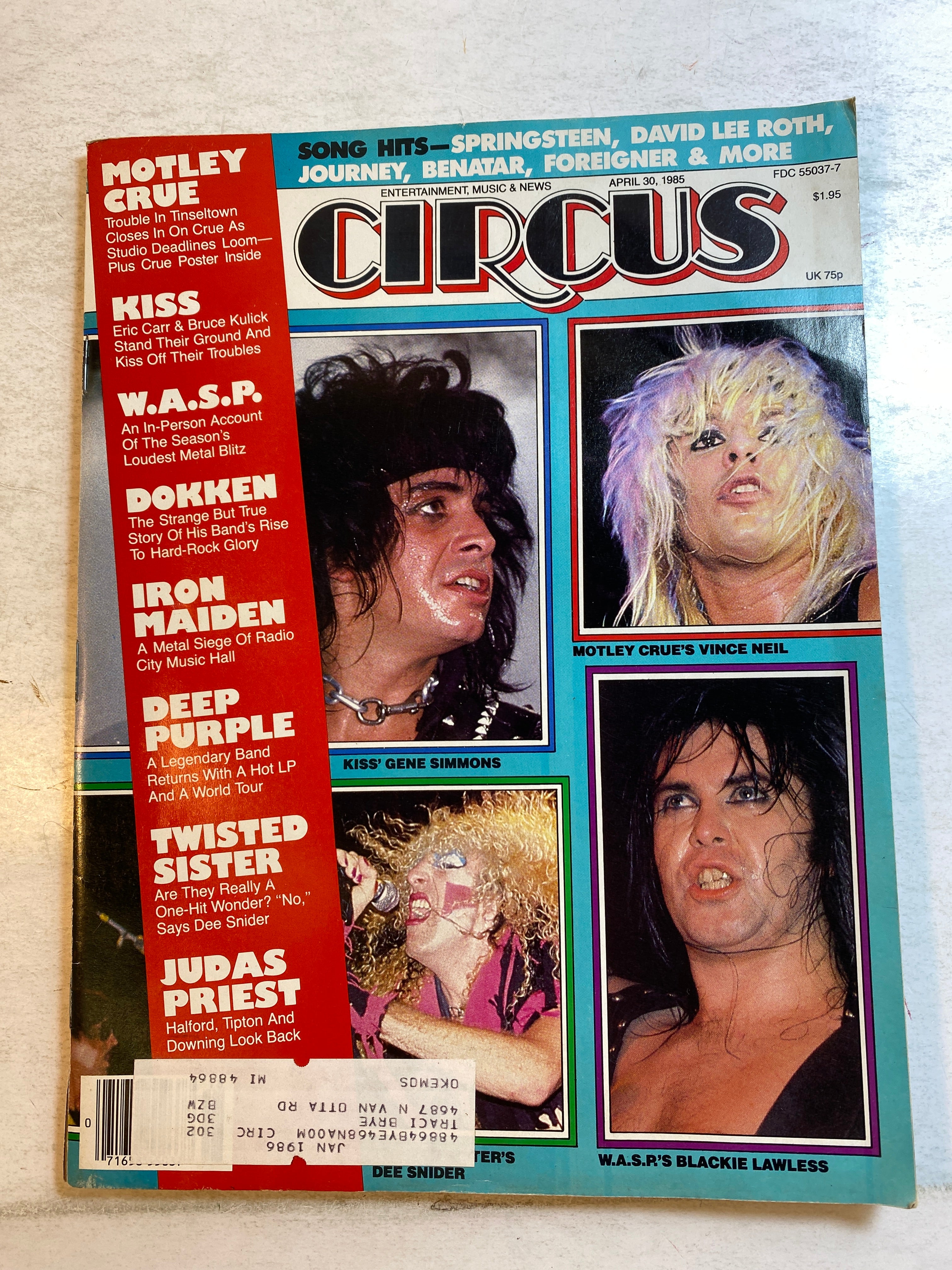 Circus Magazine April 30, 1985 Kiss WASP Motley Crue