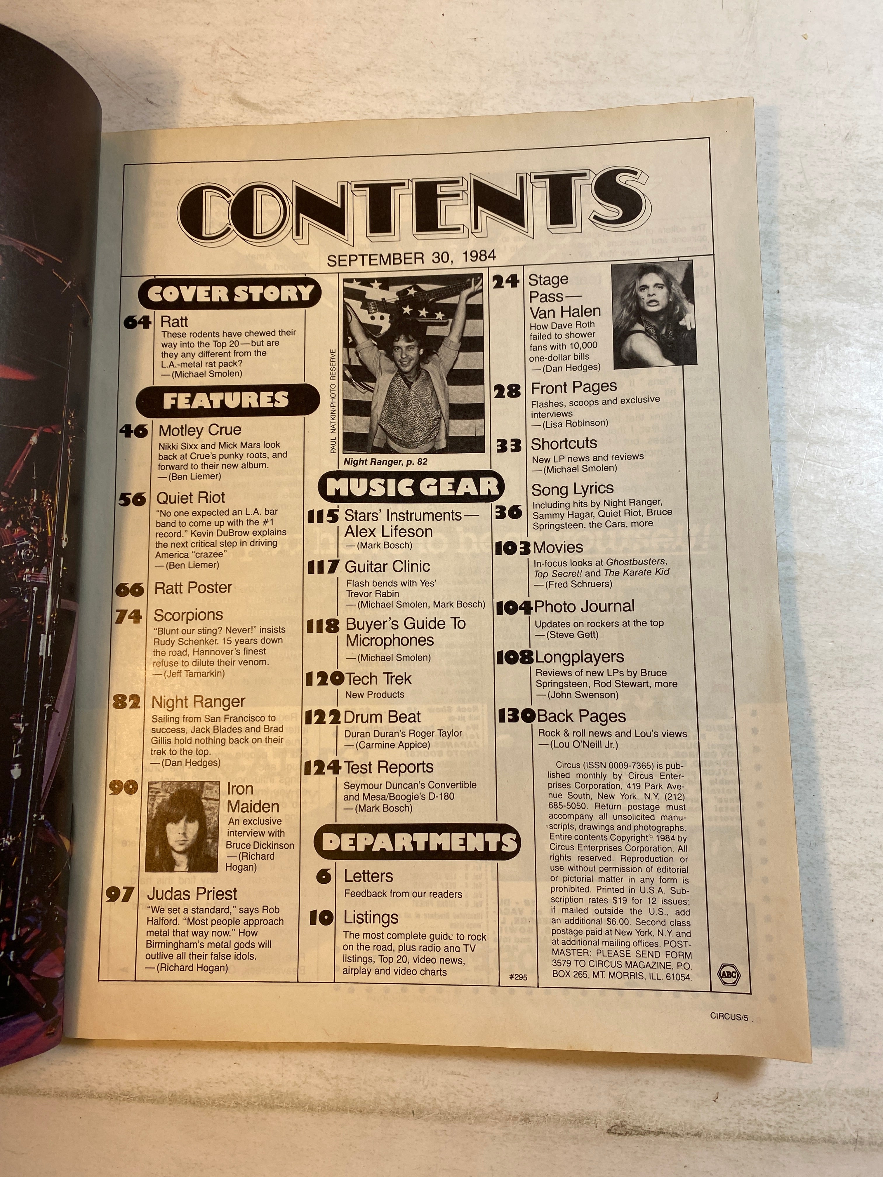 Circus Magazine September 30, 1984 Ratt