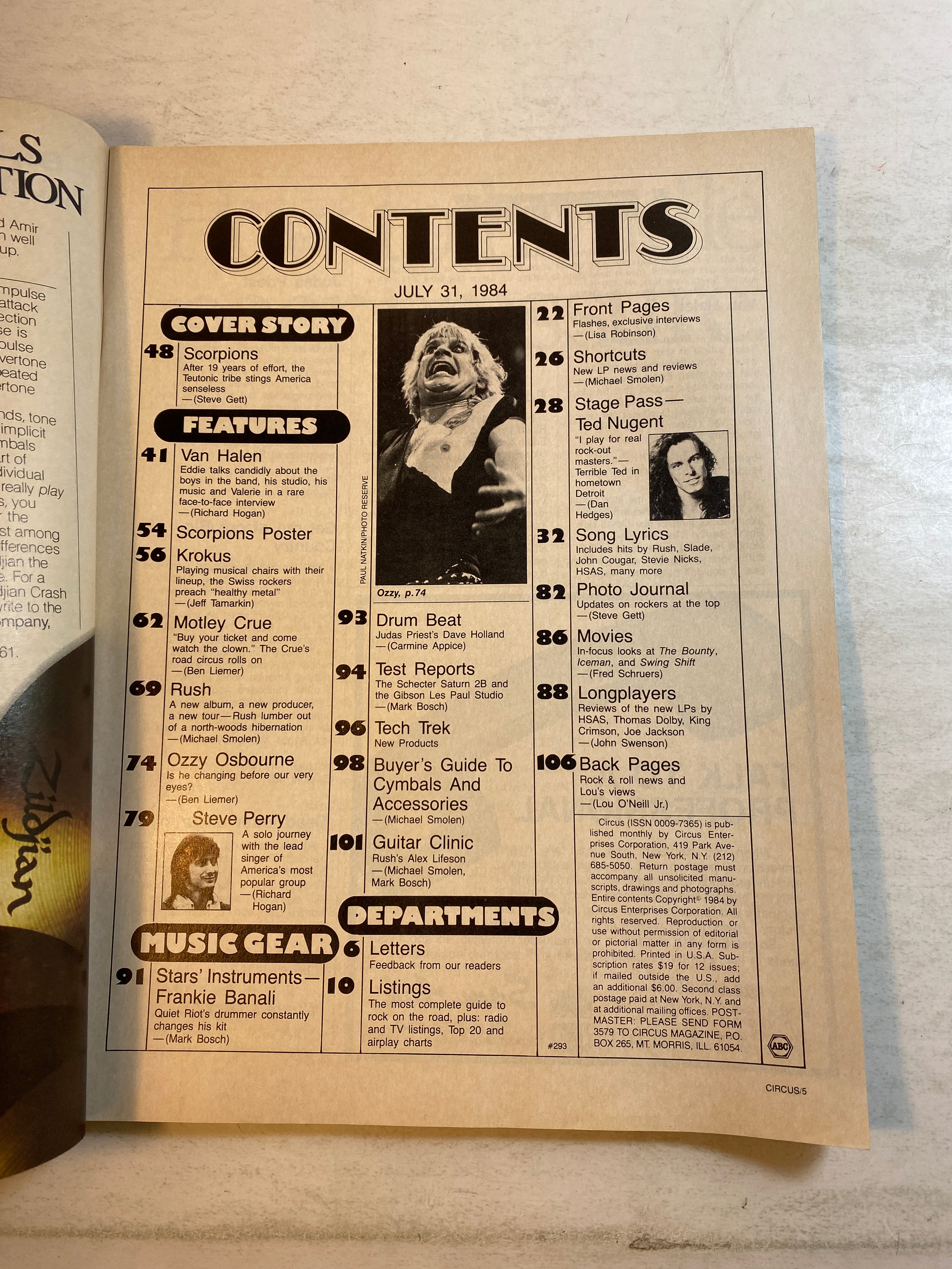 Circus Magazine July 31, 1984 Scorpions