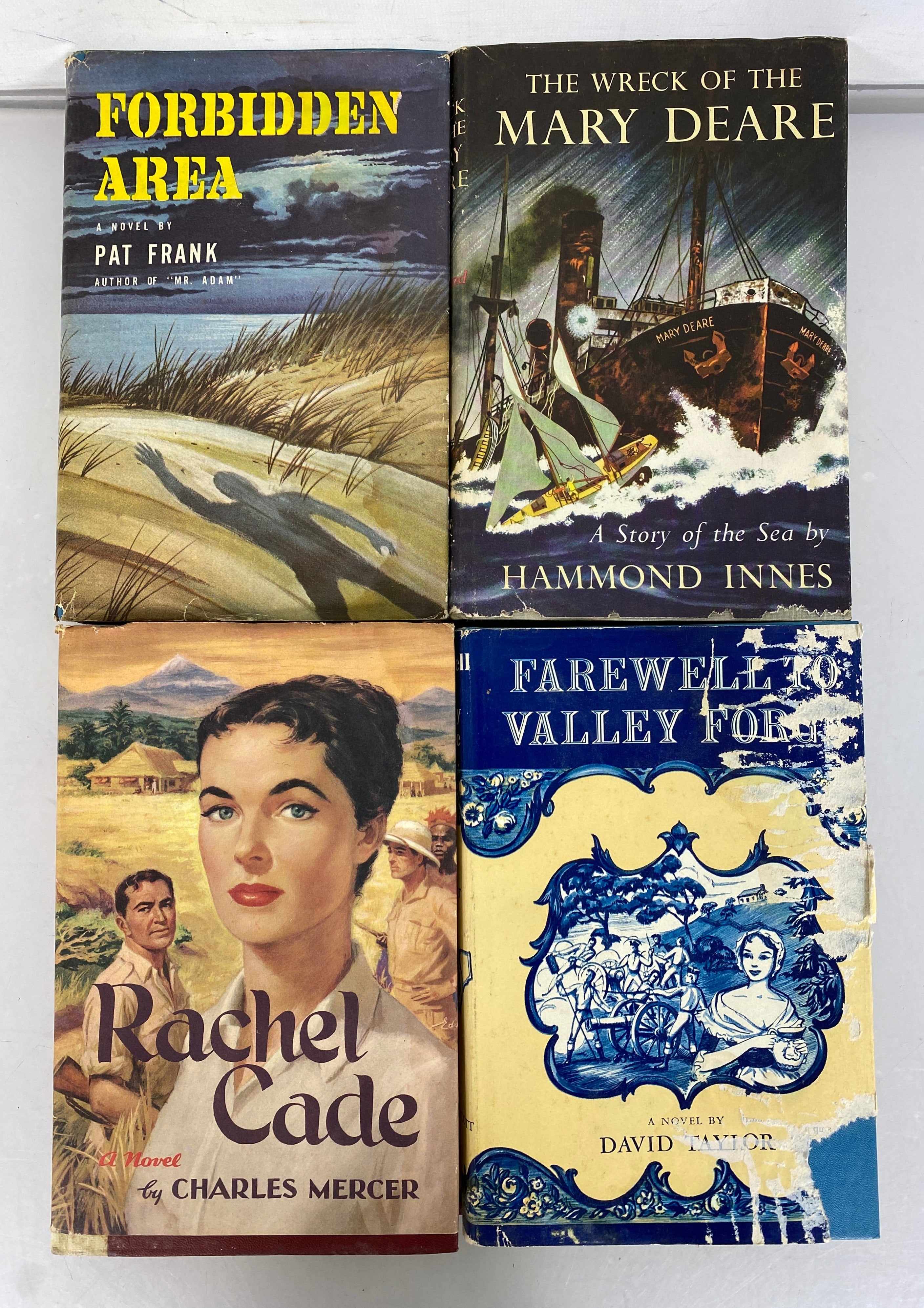 Lot of 4 1950s Book Club Editions: Rachel Cade, Farewell to Valley Forge, Forbidden Area, The Wreck of the Mary Deare HC DJ