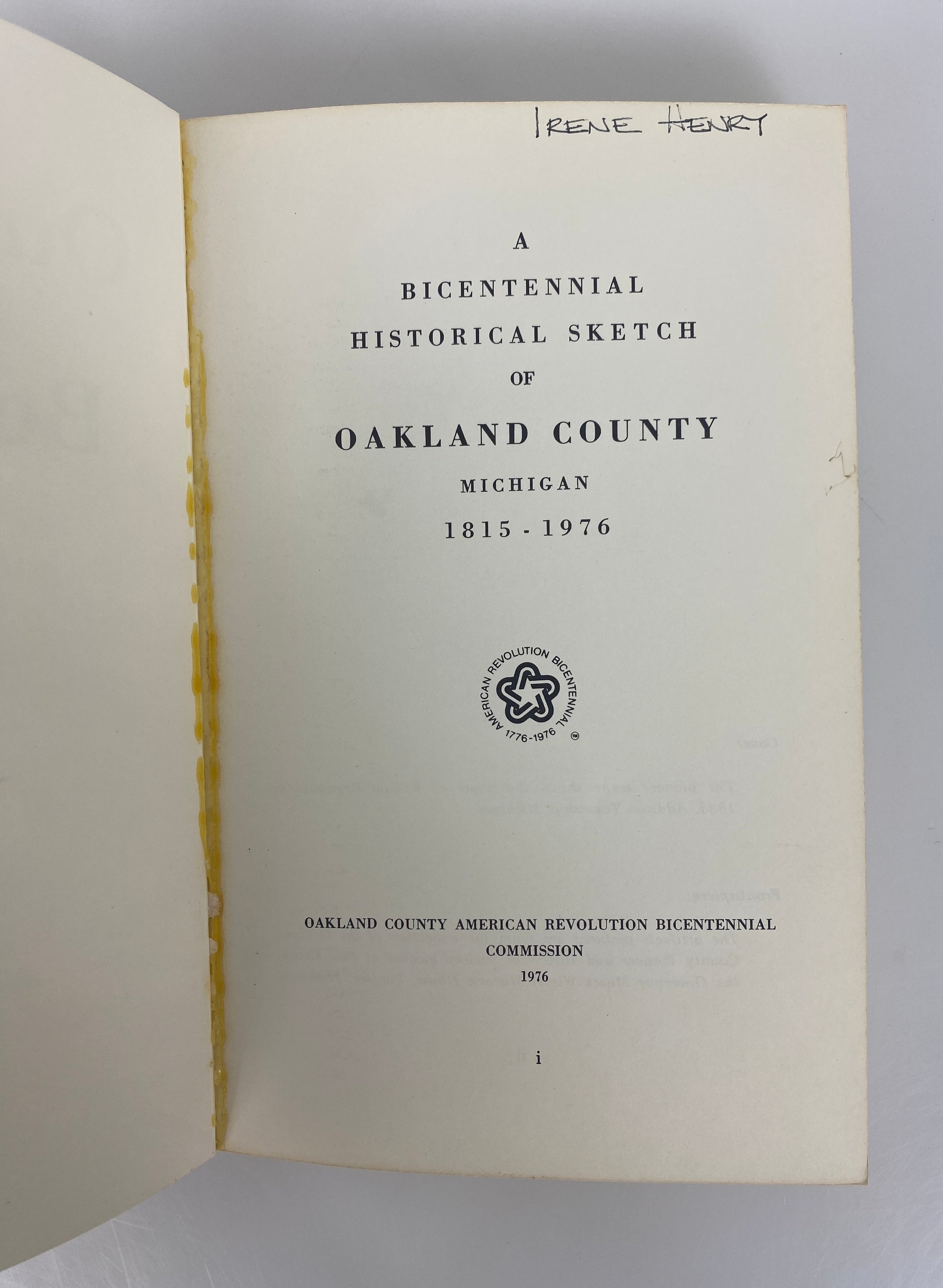 Out of Small Beginnings Bicentennial History of Oakland County MI 1815-1976 SC
