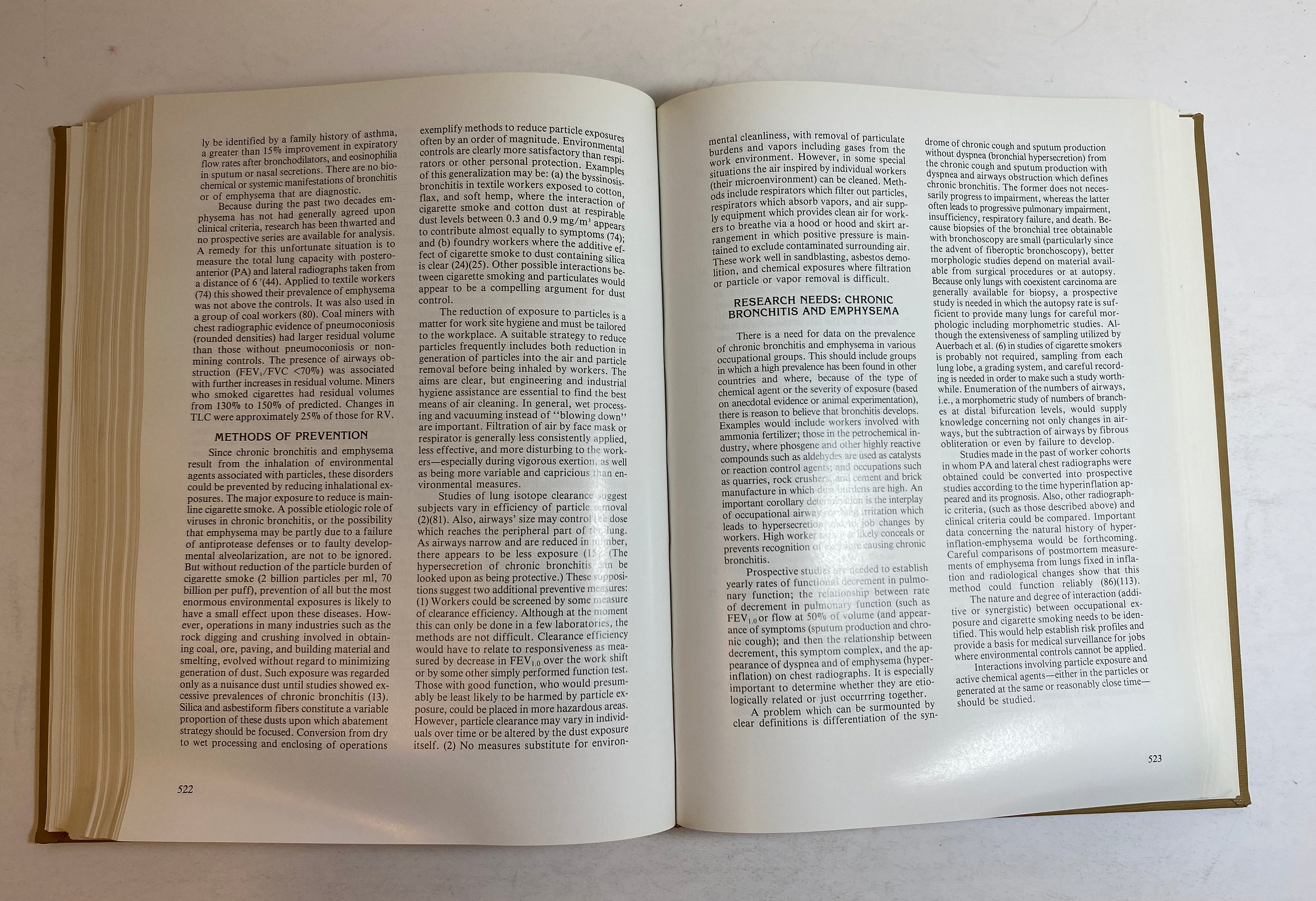 Occupational Respiratory Diseases US Dept of Health & Human Services 1986