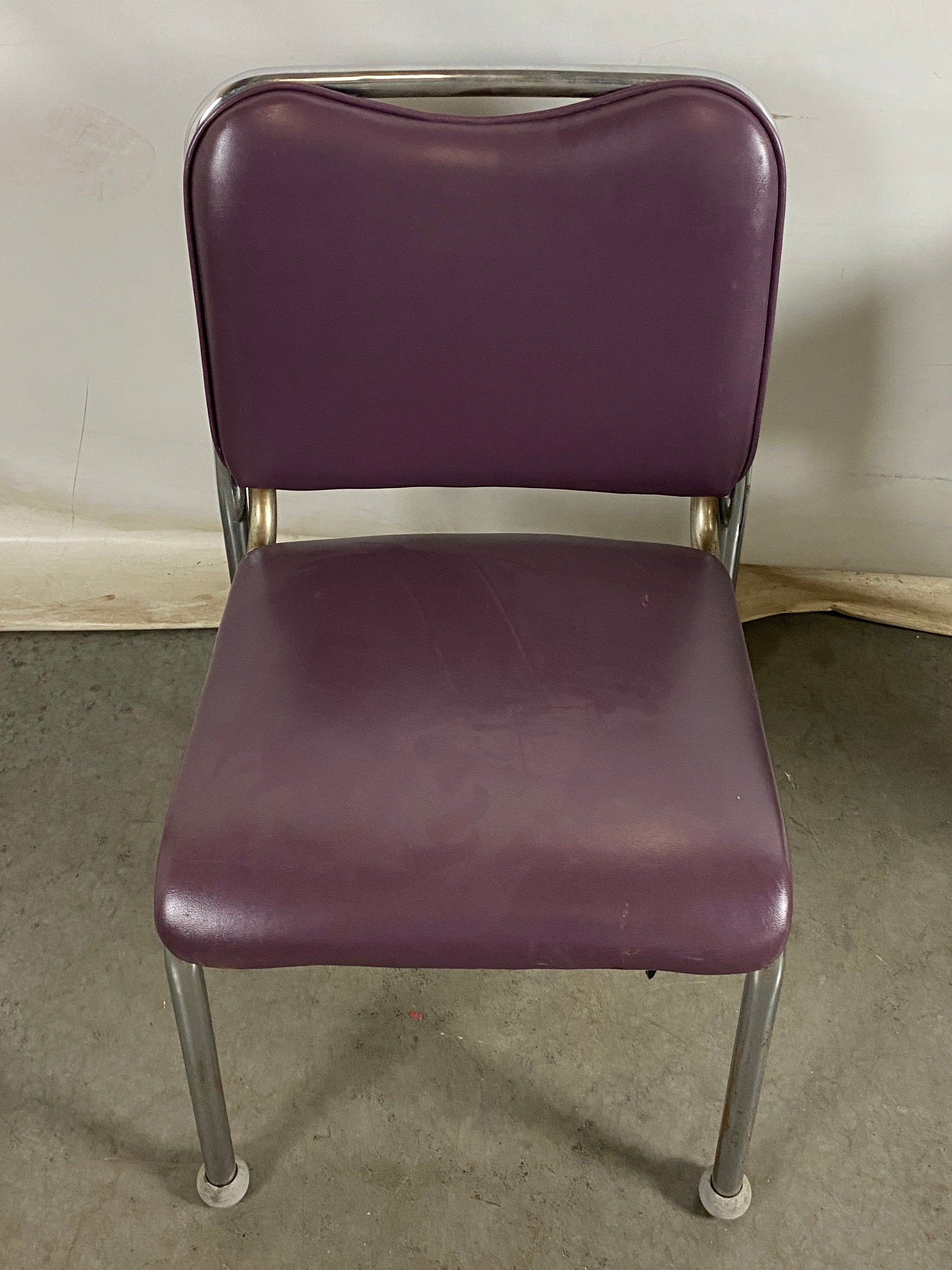 Purple Upholstered Metal Frame Stackable Chair