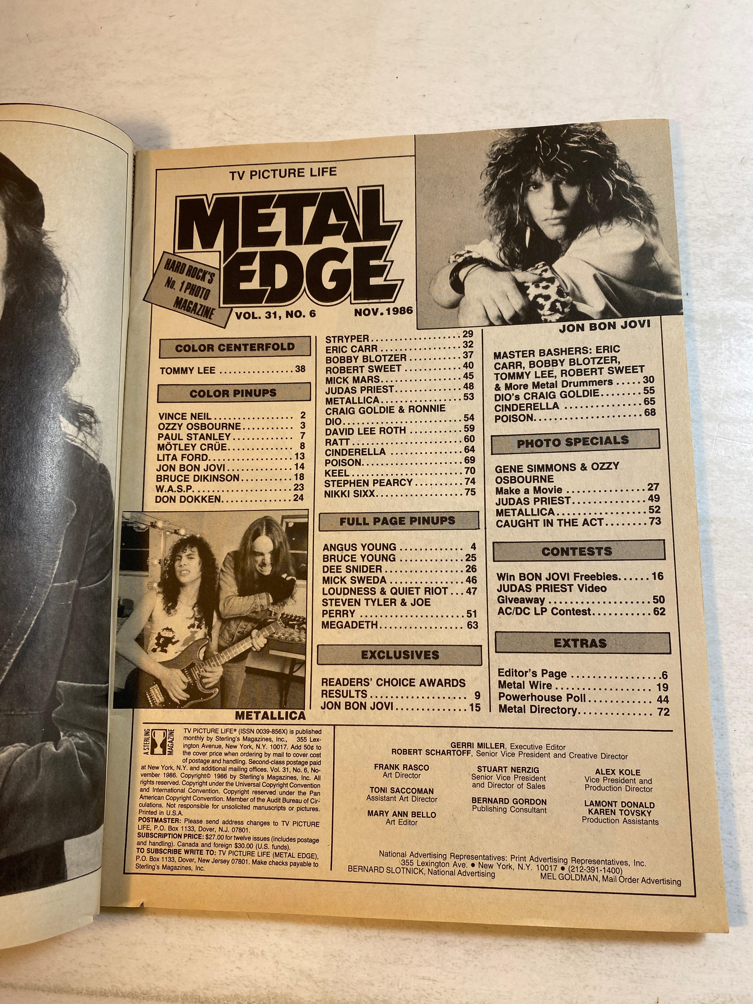 Metal Edge Magazine November 1986 Motley Crue