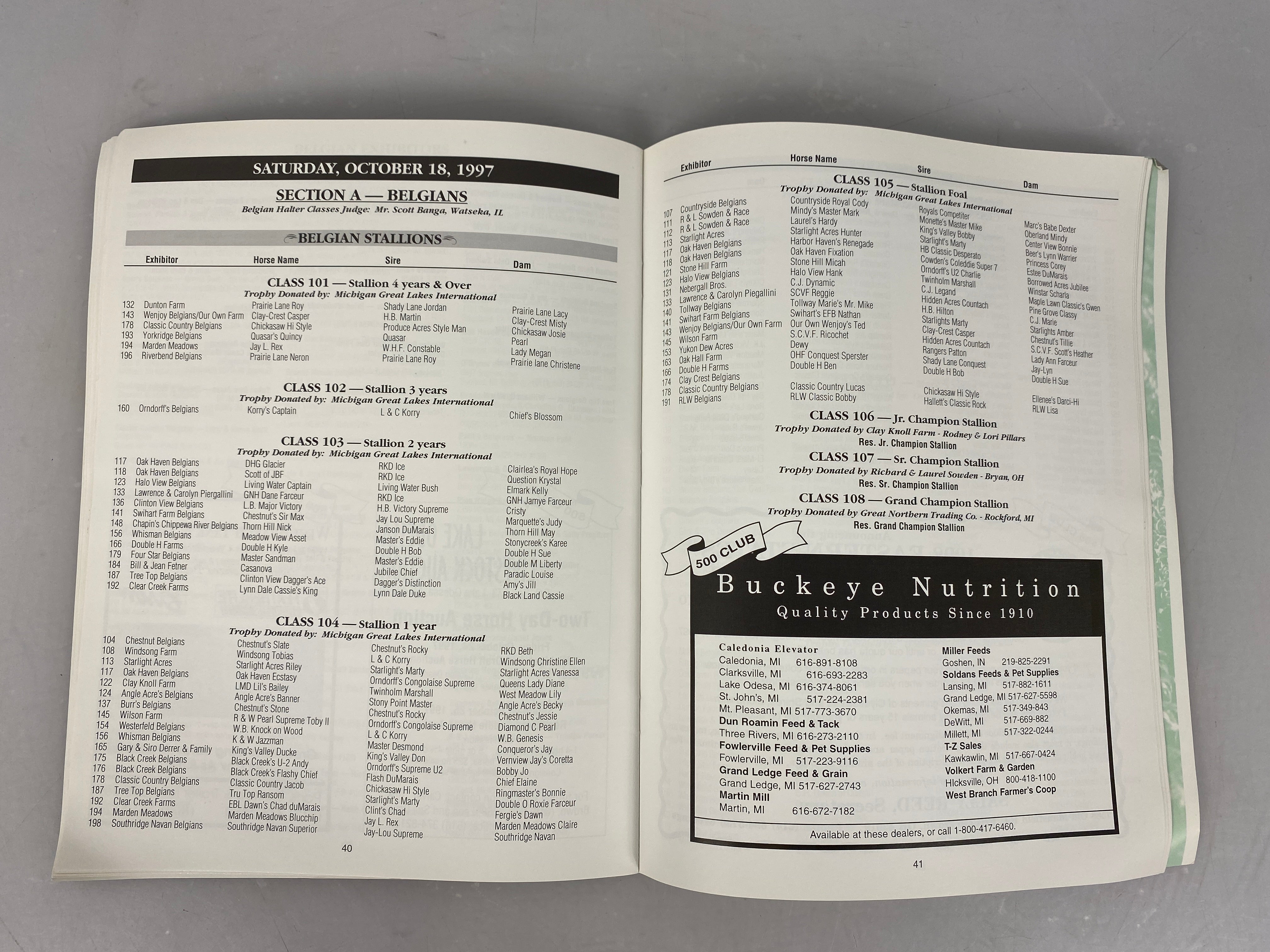 MSU Go Green Ephemera Draft Horse Show and Pull Program 1997