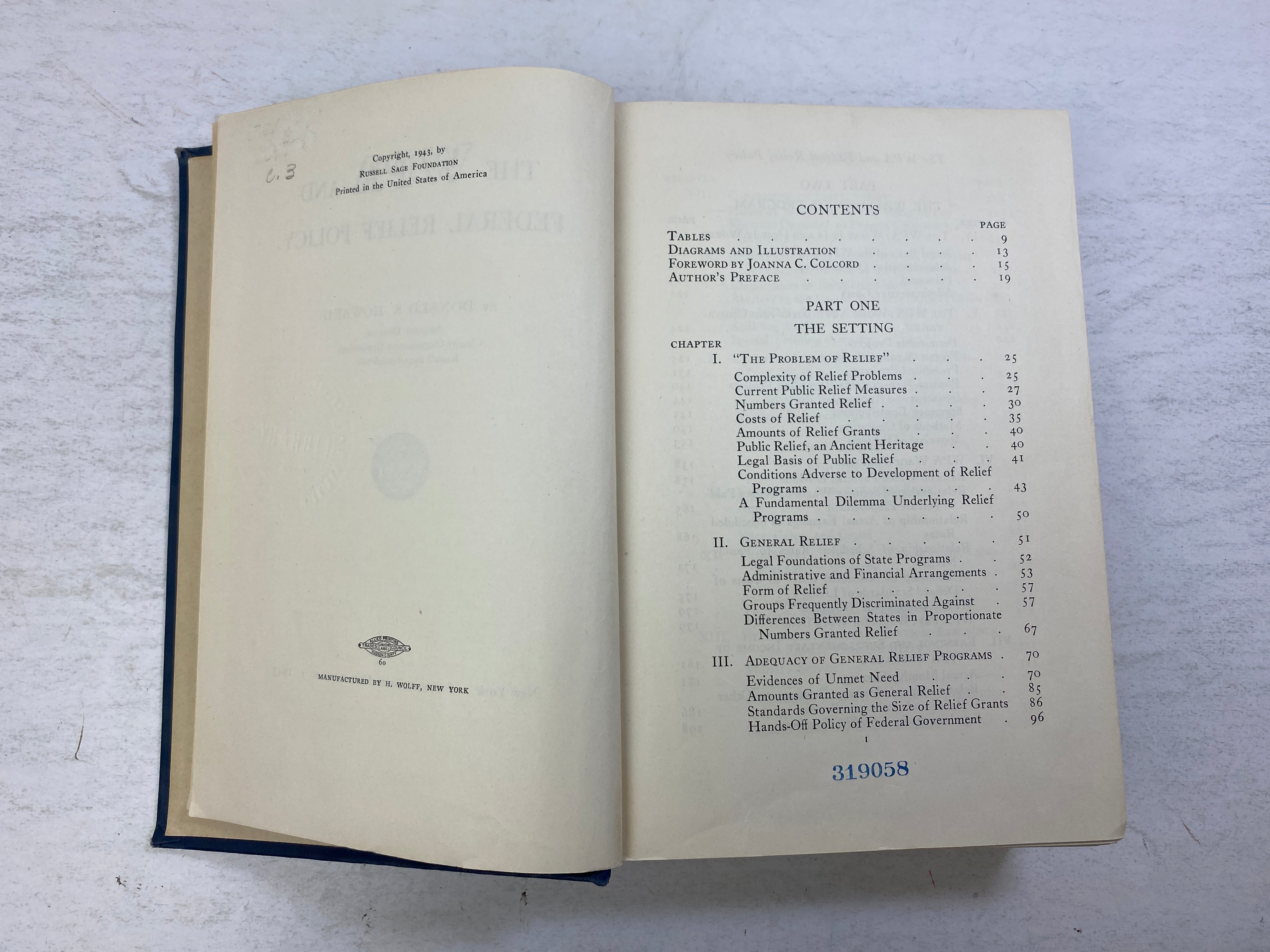 The WPA and Federal Relief Policy by Howard Ex-library 1943 HC
