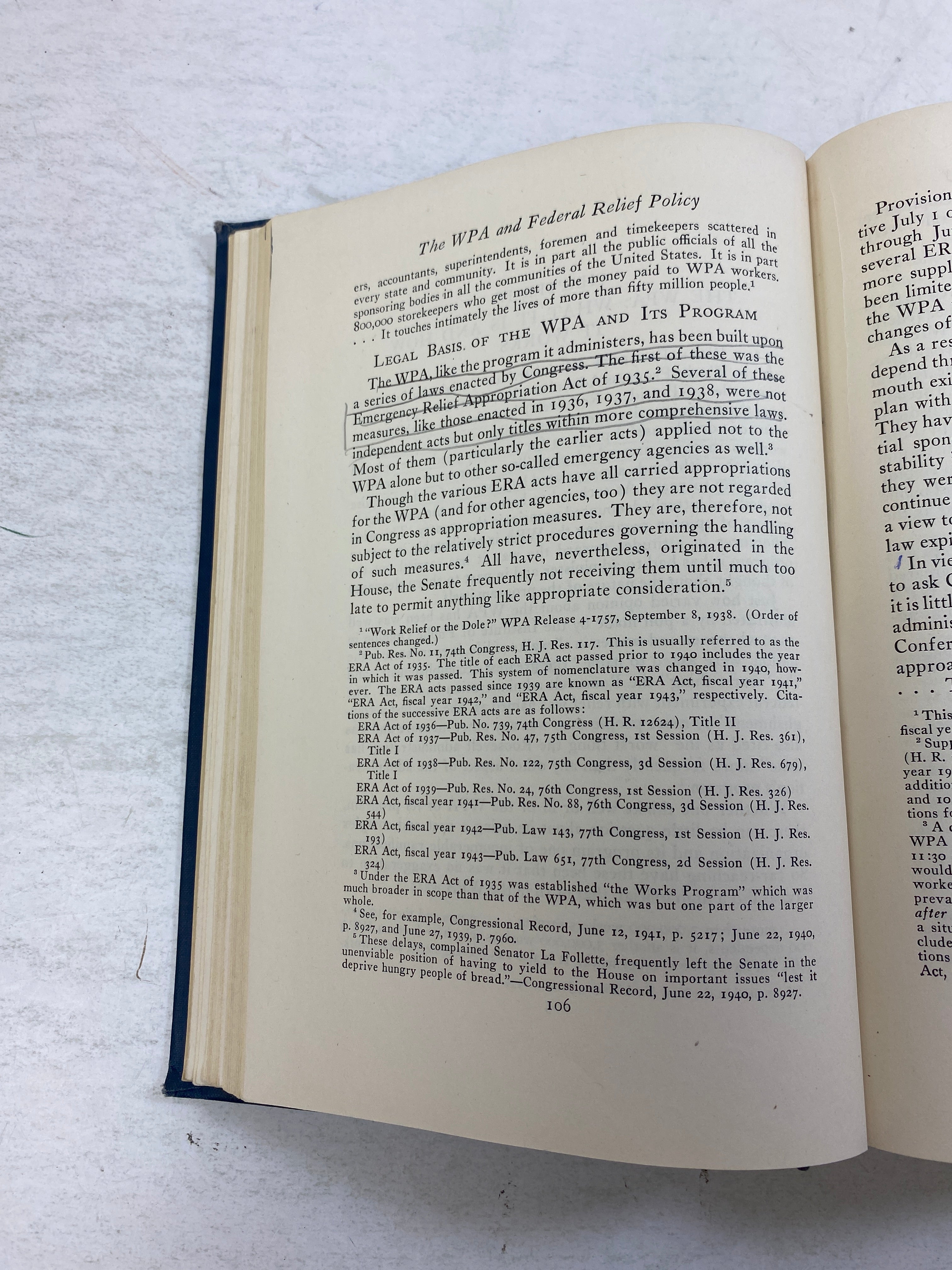 The WPA and Federal Relief Policy by Howard Ex-library 1943 HC
