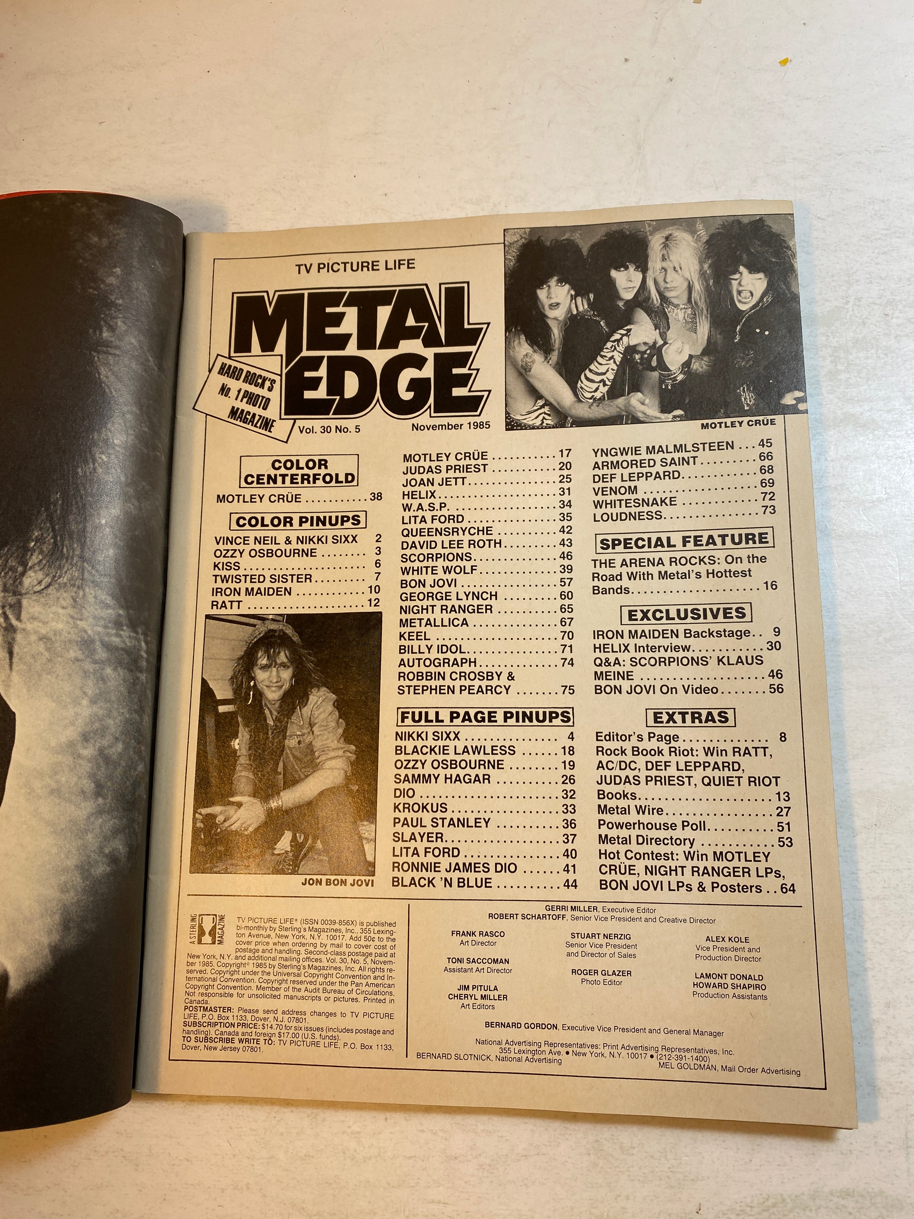 Metal Edge Magazine November 1985 Motley Crue Vince Neil