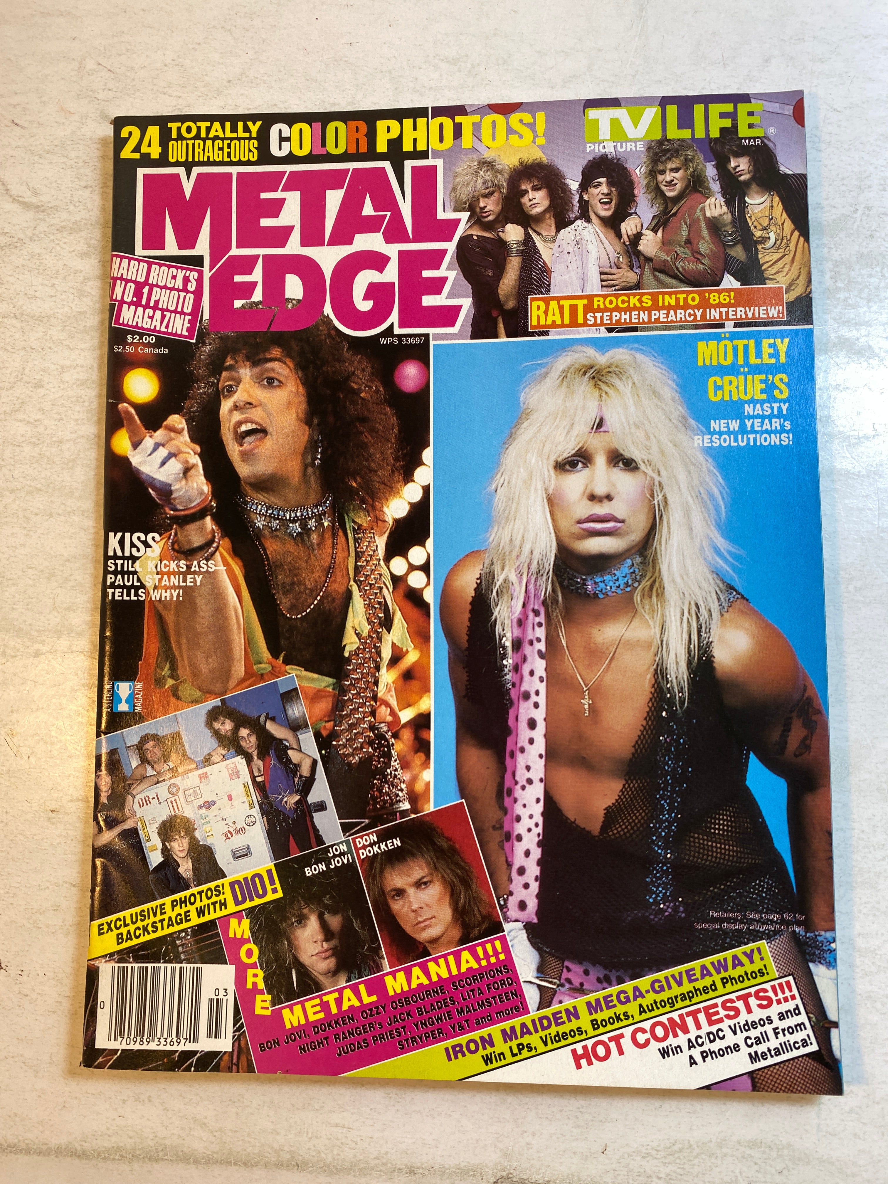 Metal Edge Magazine March 1986 Kiss Motley Crue