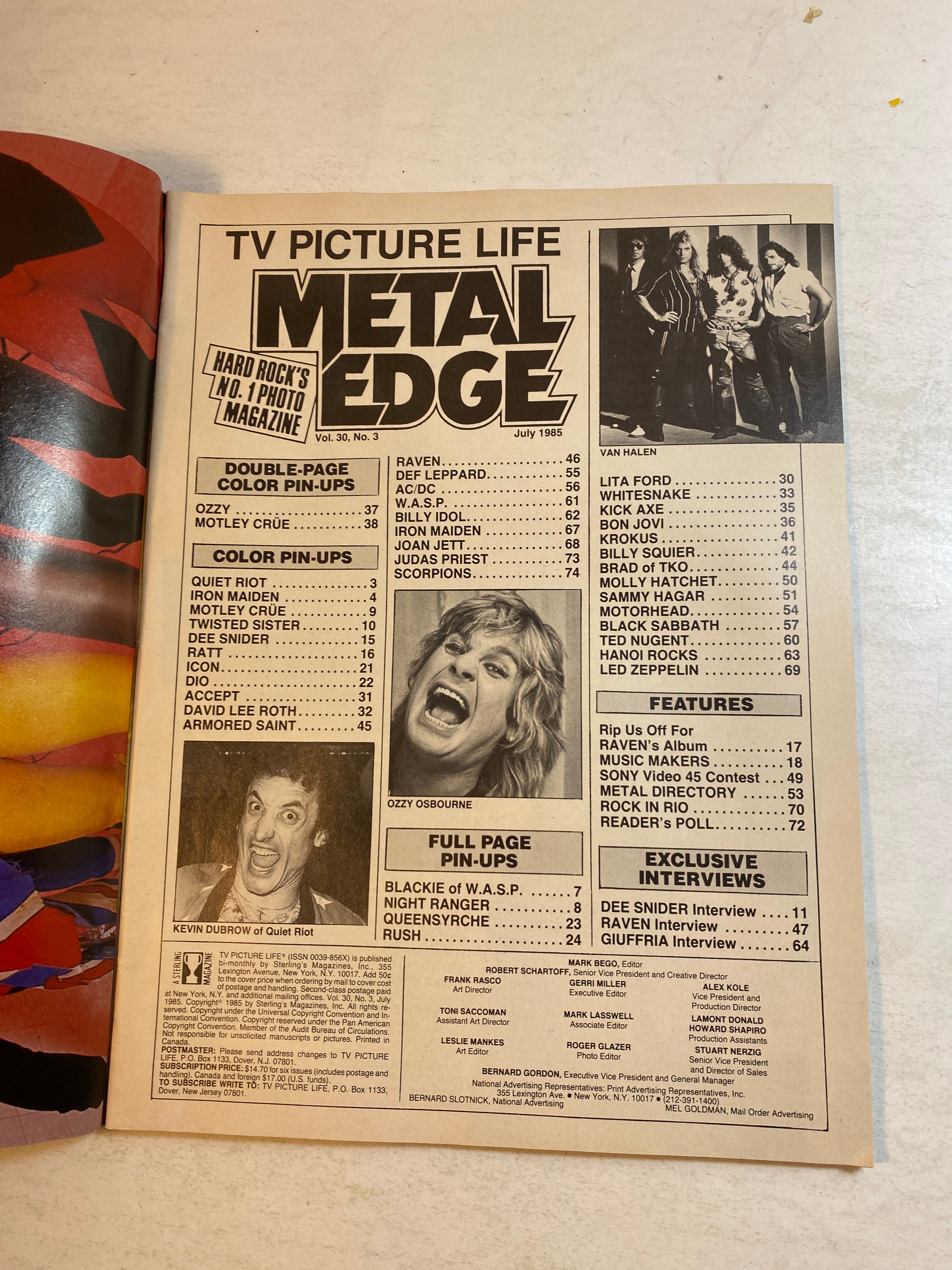 Metal Edge Magazine July 1985 Twisted Sister