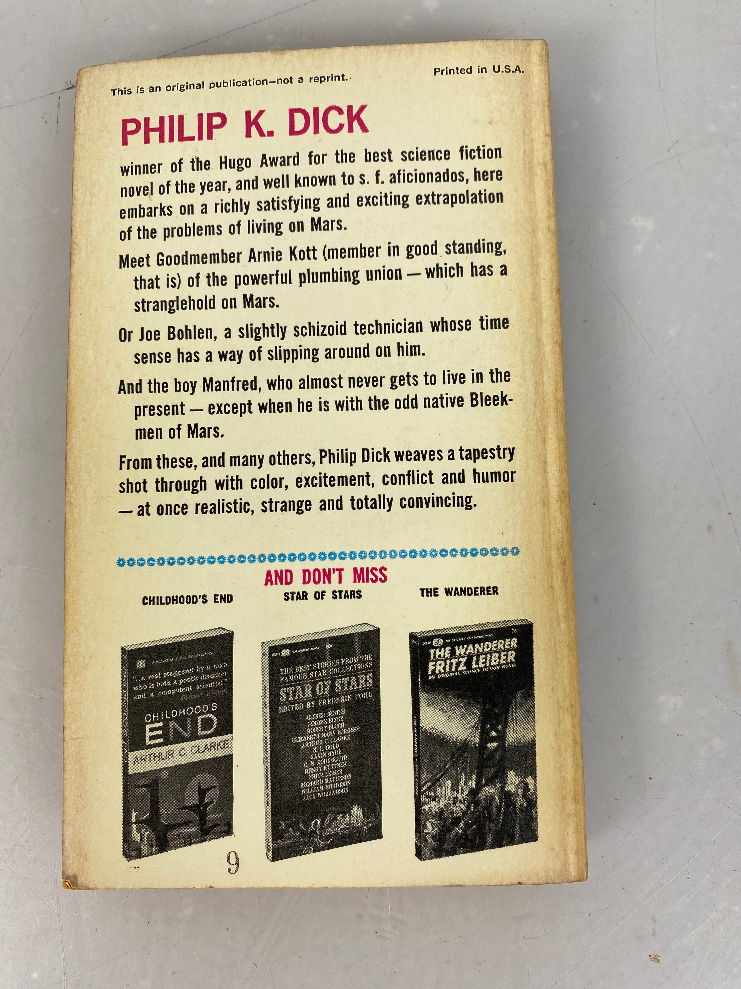 Martian Time Slip Philip Dick Science Fiction SC 1964