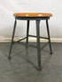 Short Wood Stool with Metal Base
