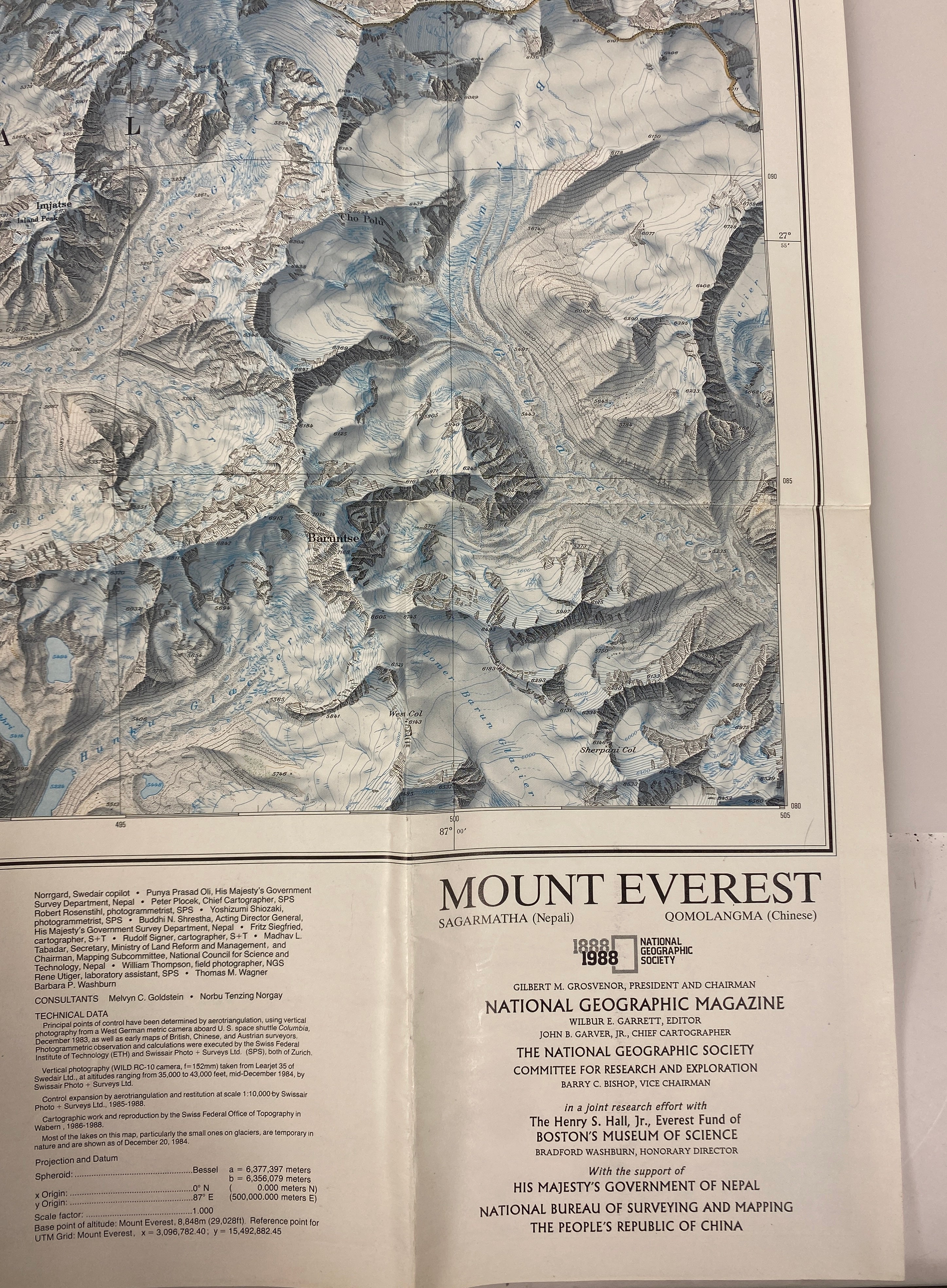 3 Vintage National Geographic Maps: High Himalaya/Mount Everest