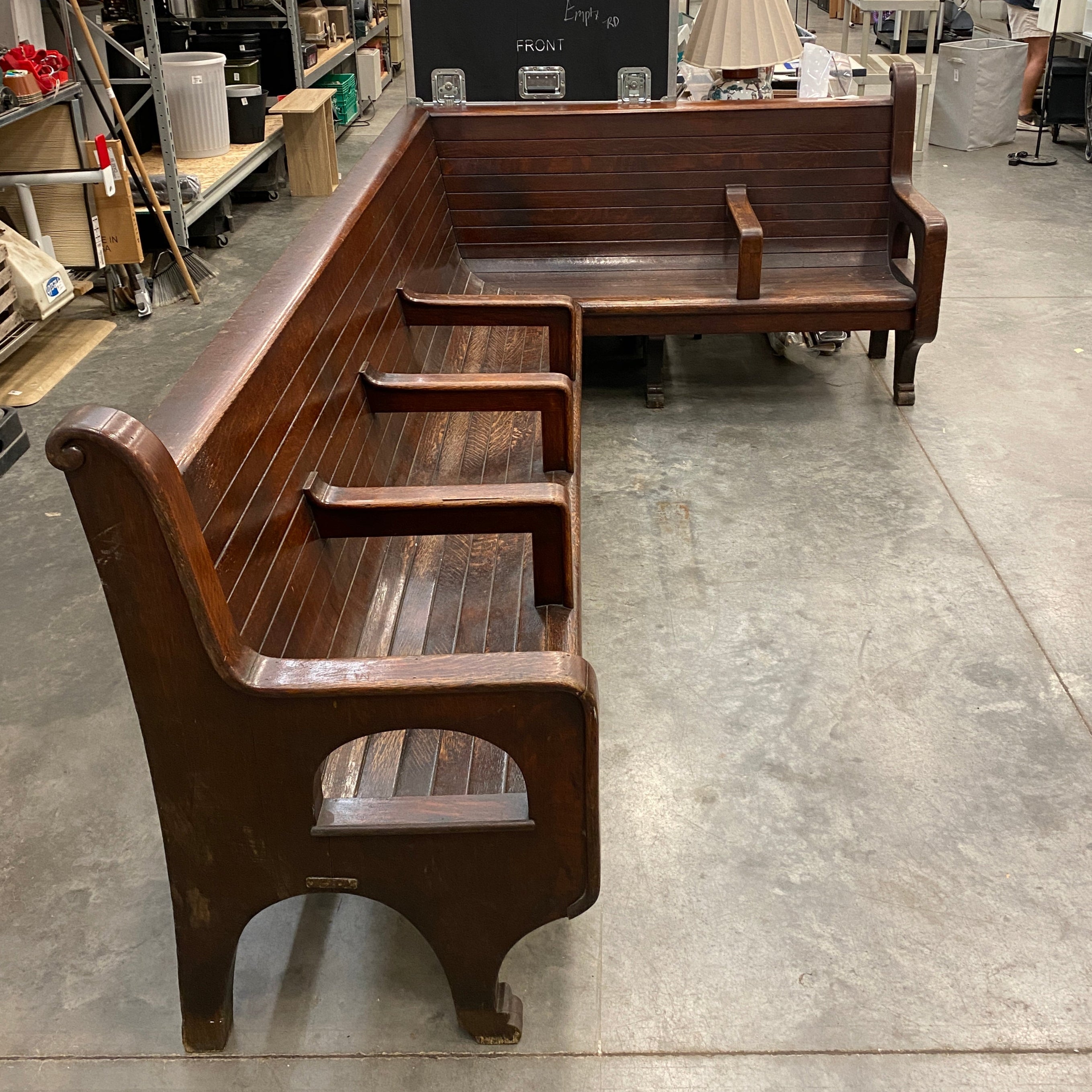 Antique J.S Ford Johnson & Co Lansing Union Station Hard Wood Bench