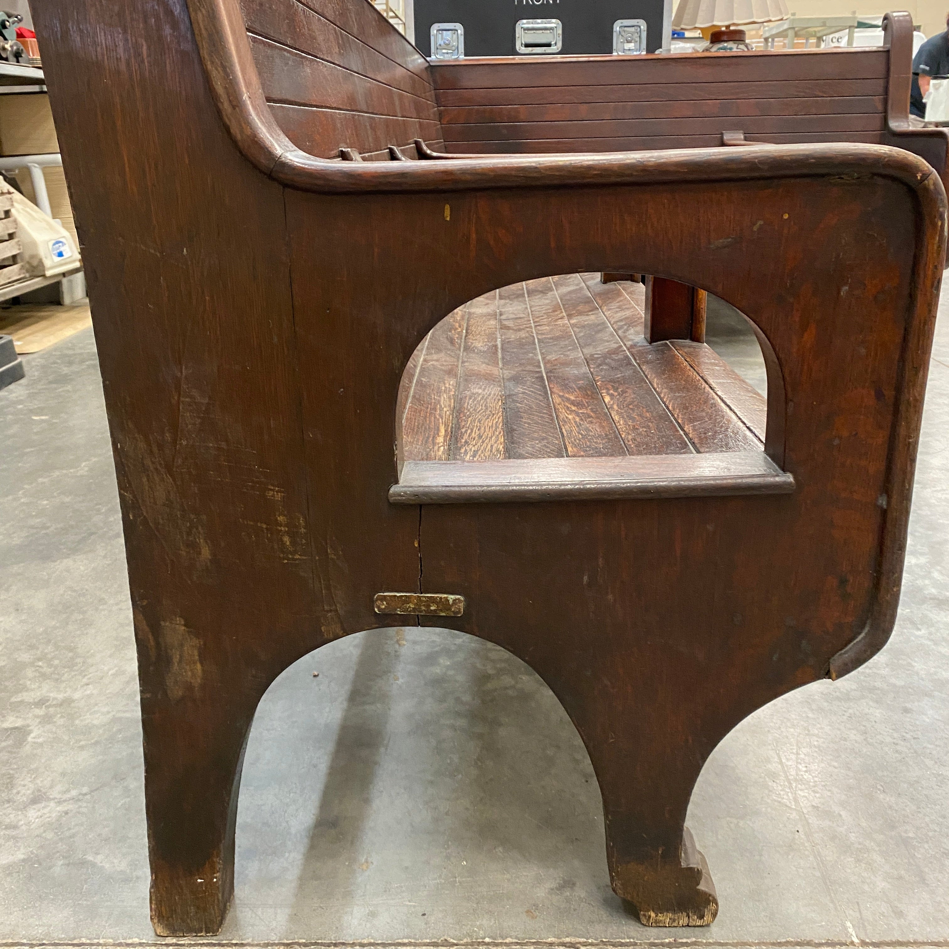 Antique J.S Ford Johnson & Co Lansing Union Station Hard Wood Bench