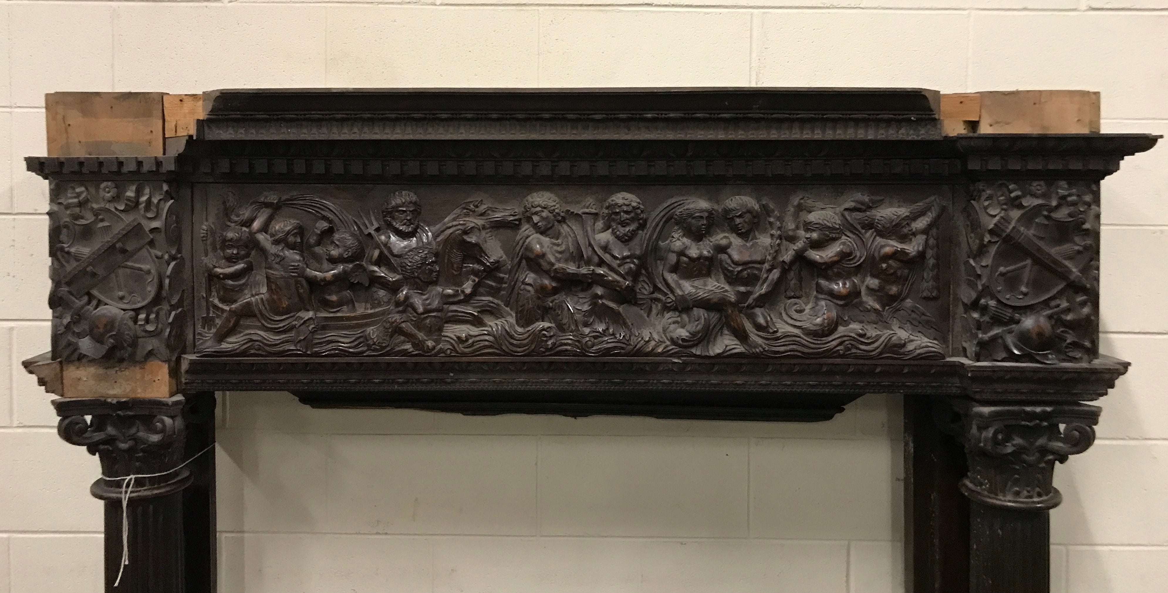 Carved Ornate Wooden Fire Place Frame