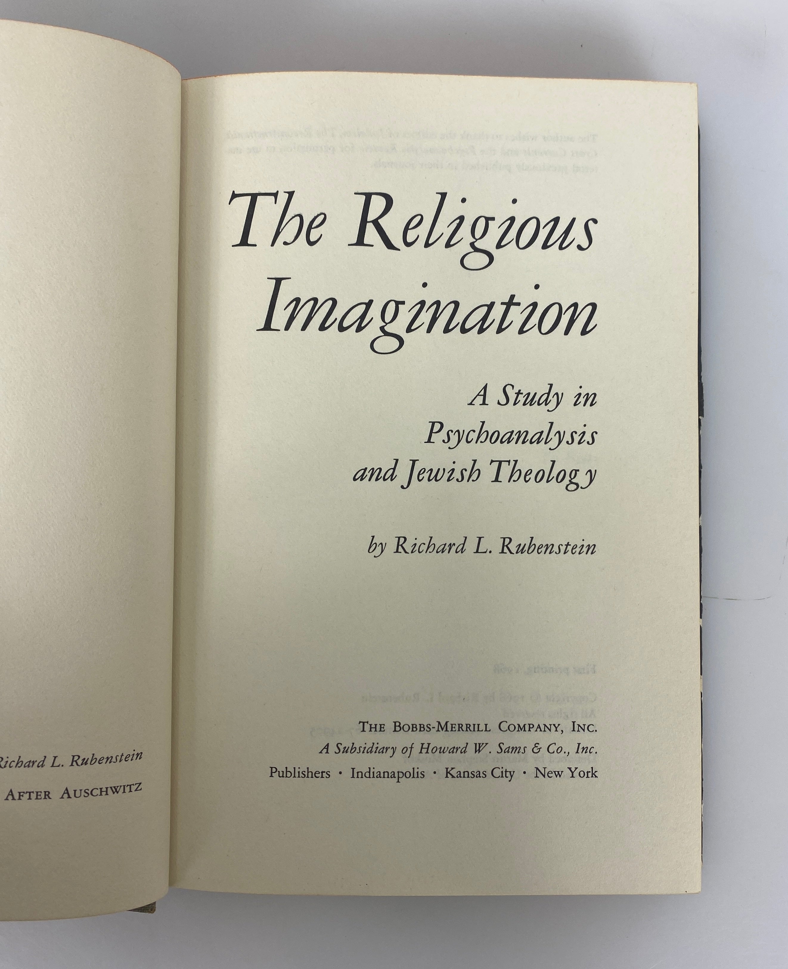 The Religious Imagination by Richard Rubenstein 1968 1st Printing HC DJ