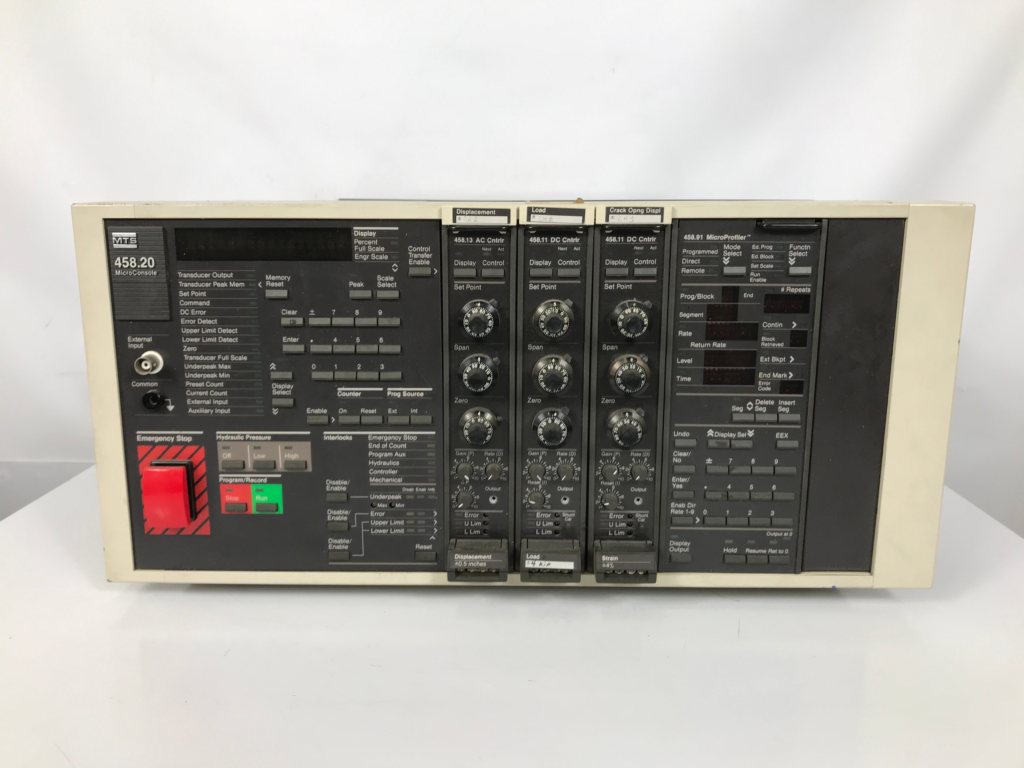 MTS 458.20 MicroConsole with (1) 458.13 AC Controller and (2) 458.11 DC Controller