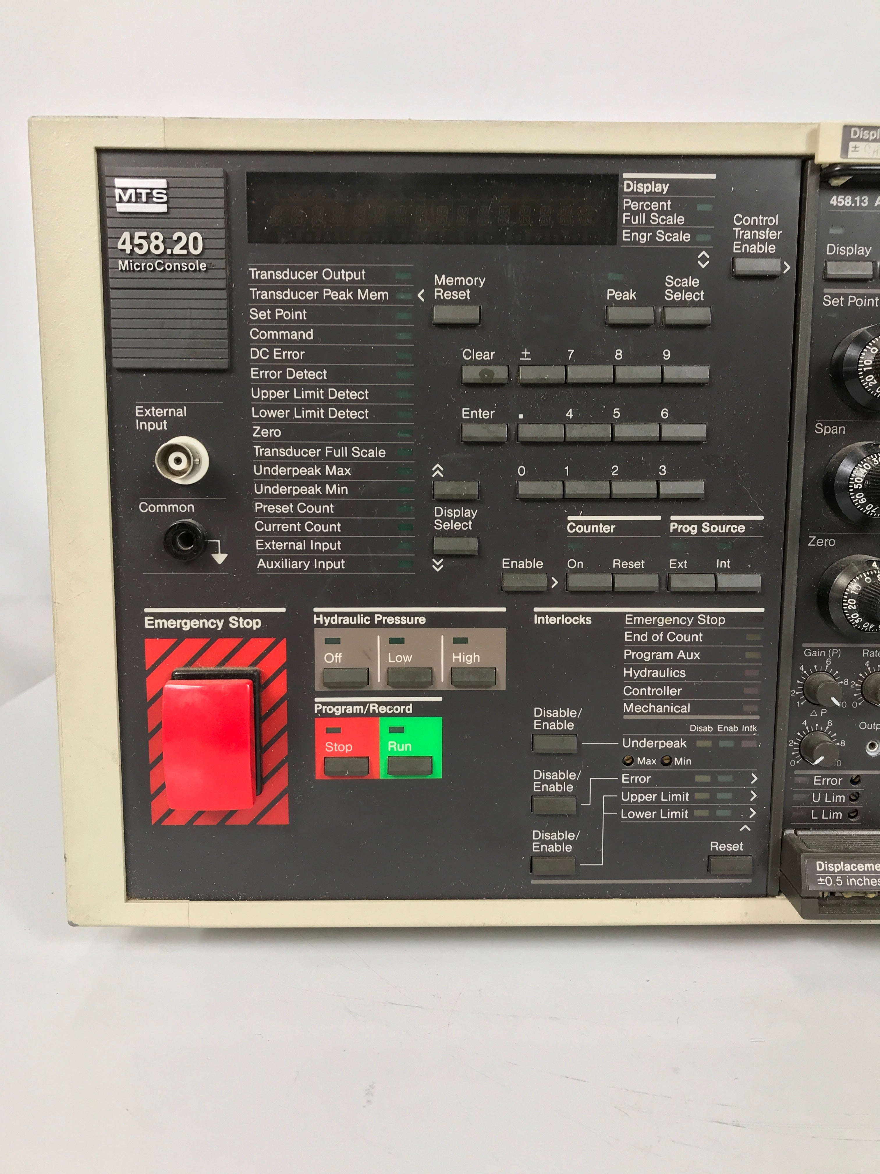 MTS 458.20 MicroConsole with (1) 458.13 AC Controller and (2) 458.11 DC Controller