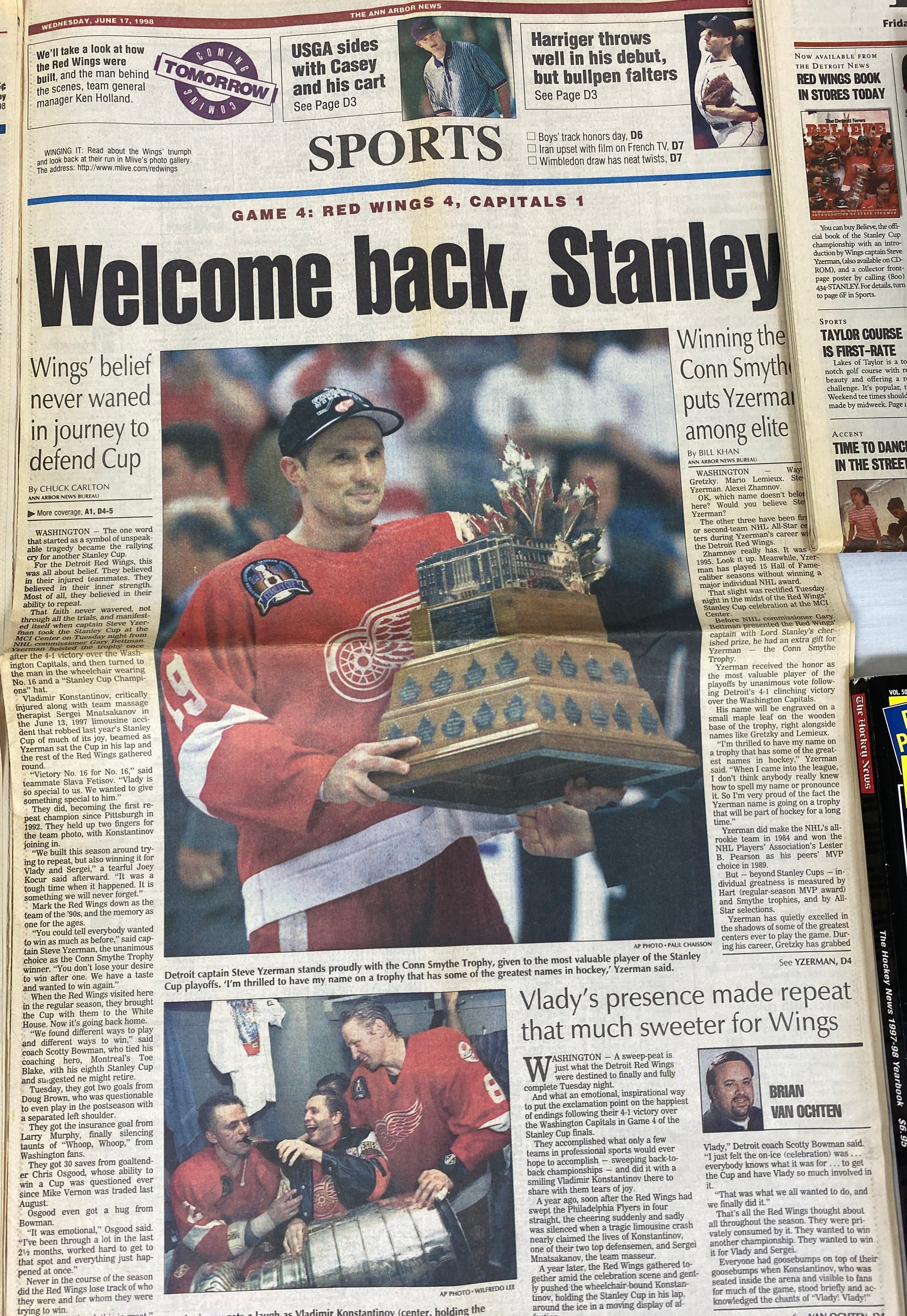 Detroit Red Wings Stanley Cup Champions Newspaper Sports Illustrated Lot 1997-98