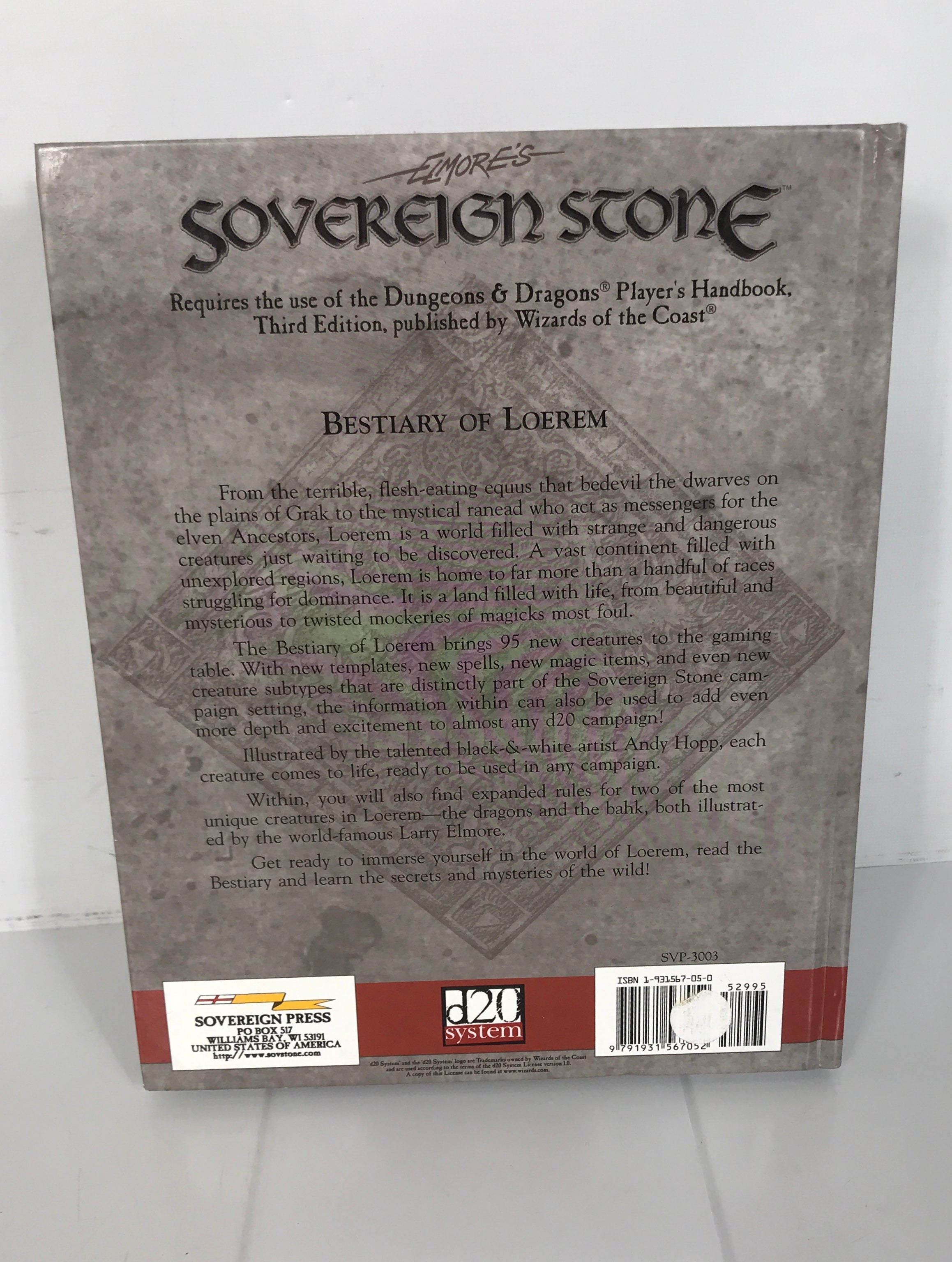 Lot of 2 Elmore's Sovereign Stone The Taan & Bestiary of Loerem D20 2000-2002 SC