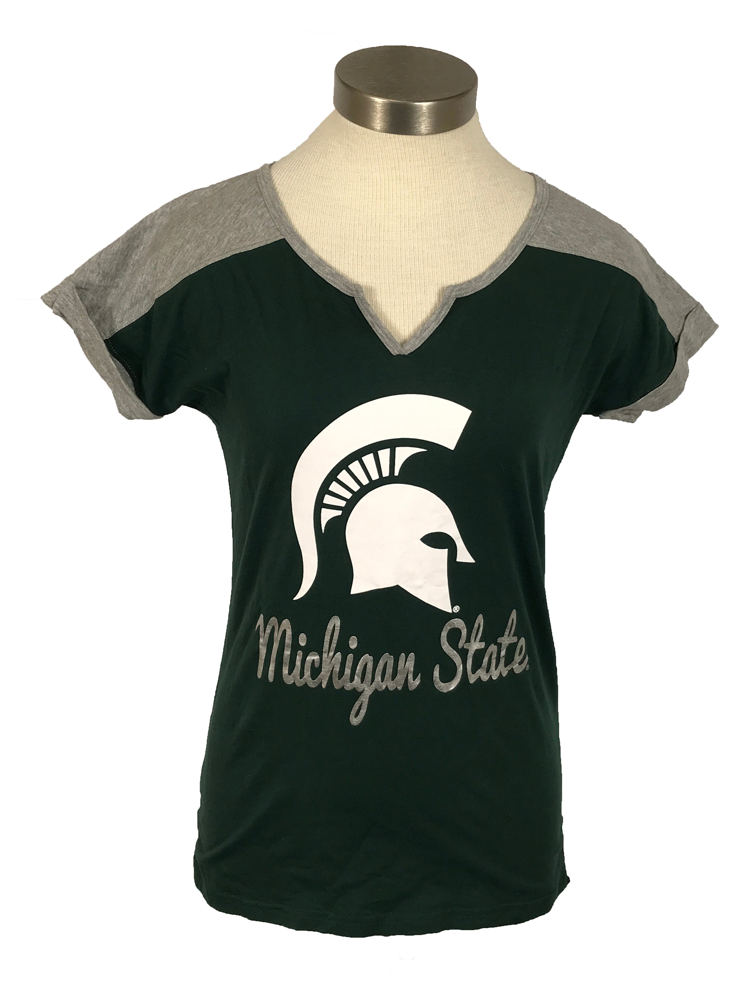 Michigan State University Green V-Neck T-Shirt Women's Size Small