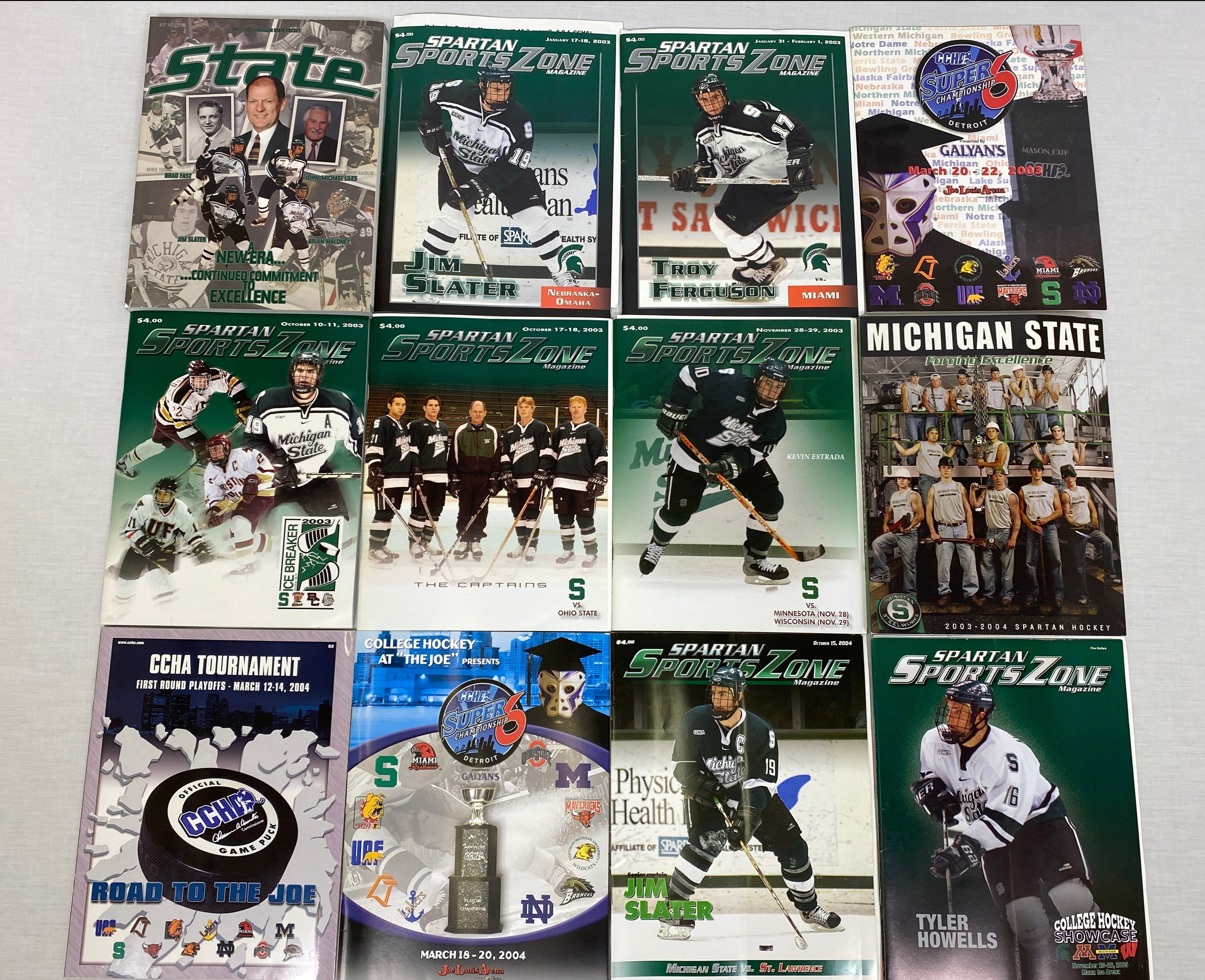 Lot of 12: MSU Hockey Magazines: Media Guides, Spartan Sports Zone  & CCHA Super 6