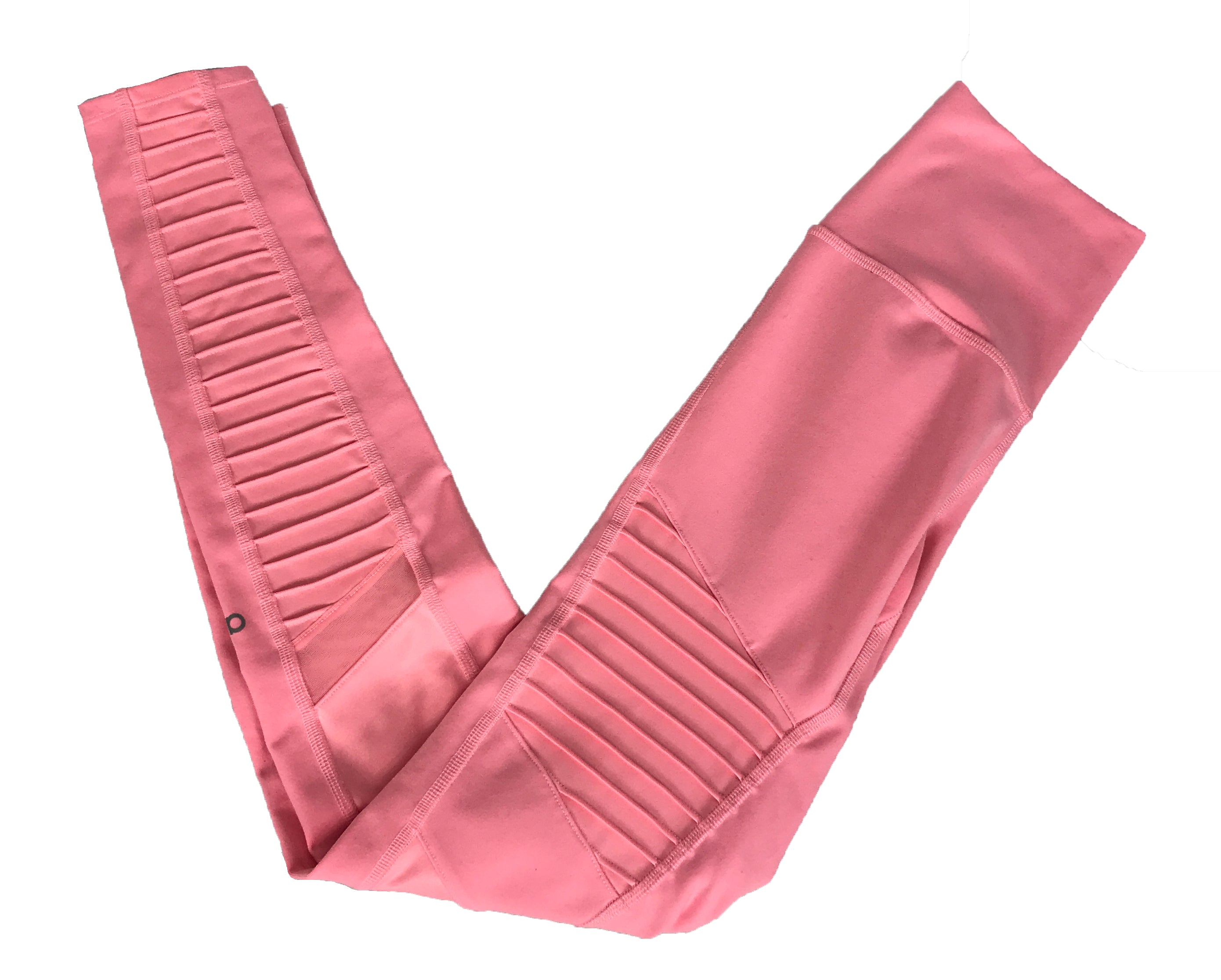 Alo Yoga Bubblegum Pink Ribbed High-Waisted Moto Leggings Women's Size XX-Small