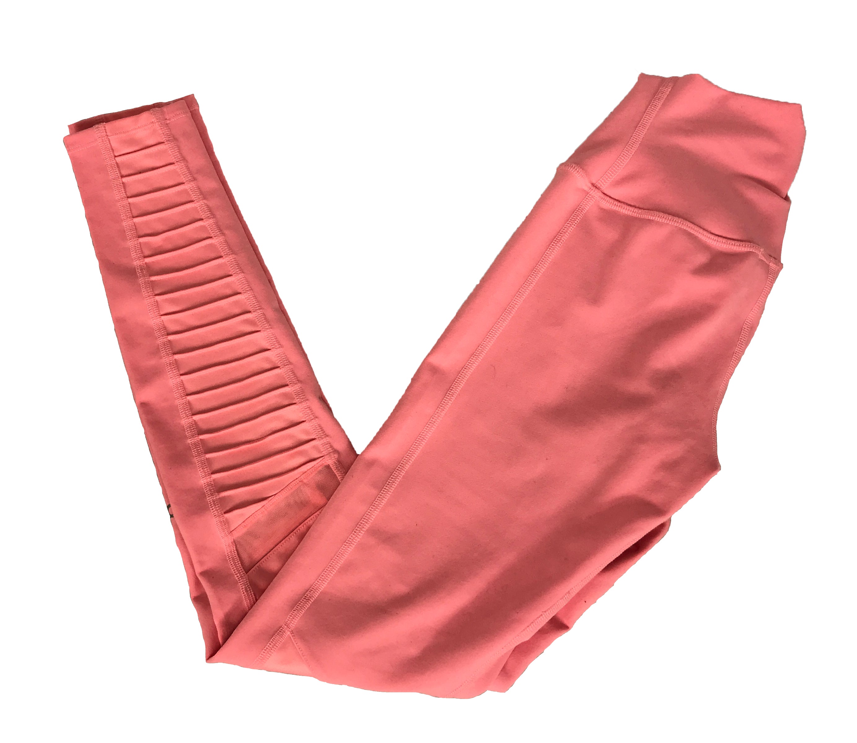 Alo Yoga Bubblegum Pink Ribbed High-Waisted Moto Leggings Women's Size XX-Small