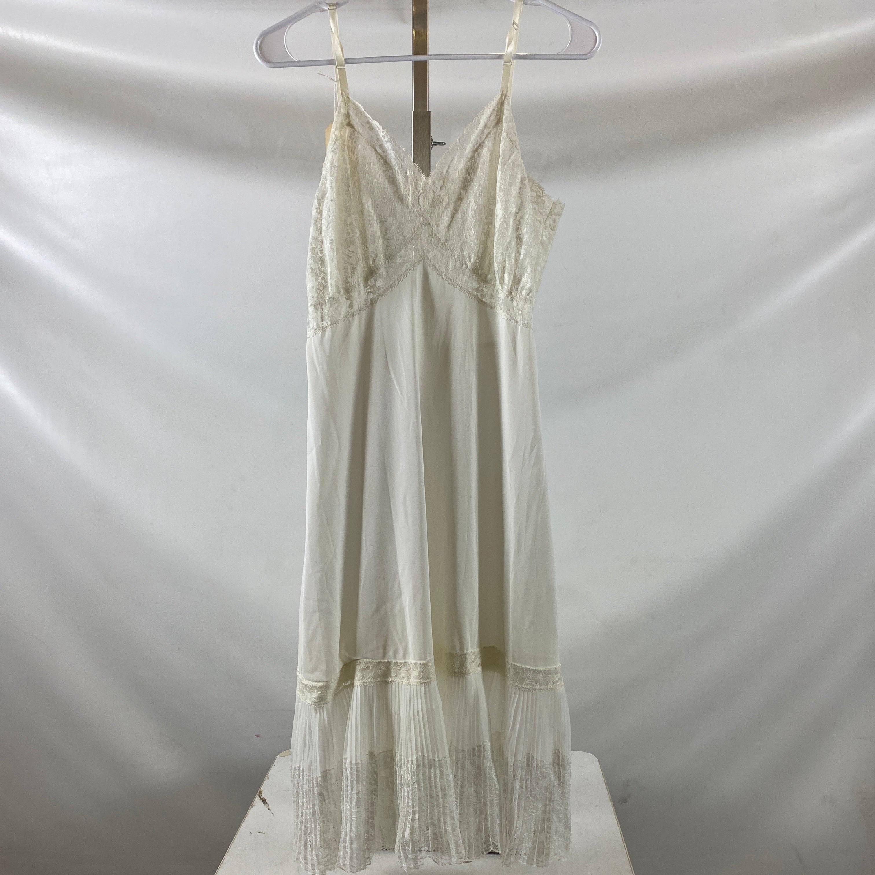 Vintage 1960s White Lacey Rayon Slip Size Unknown