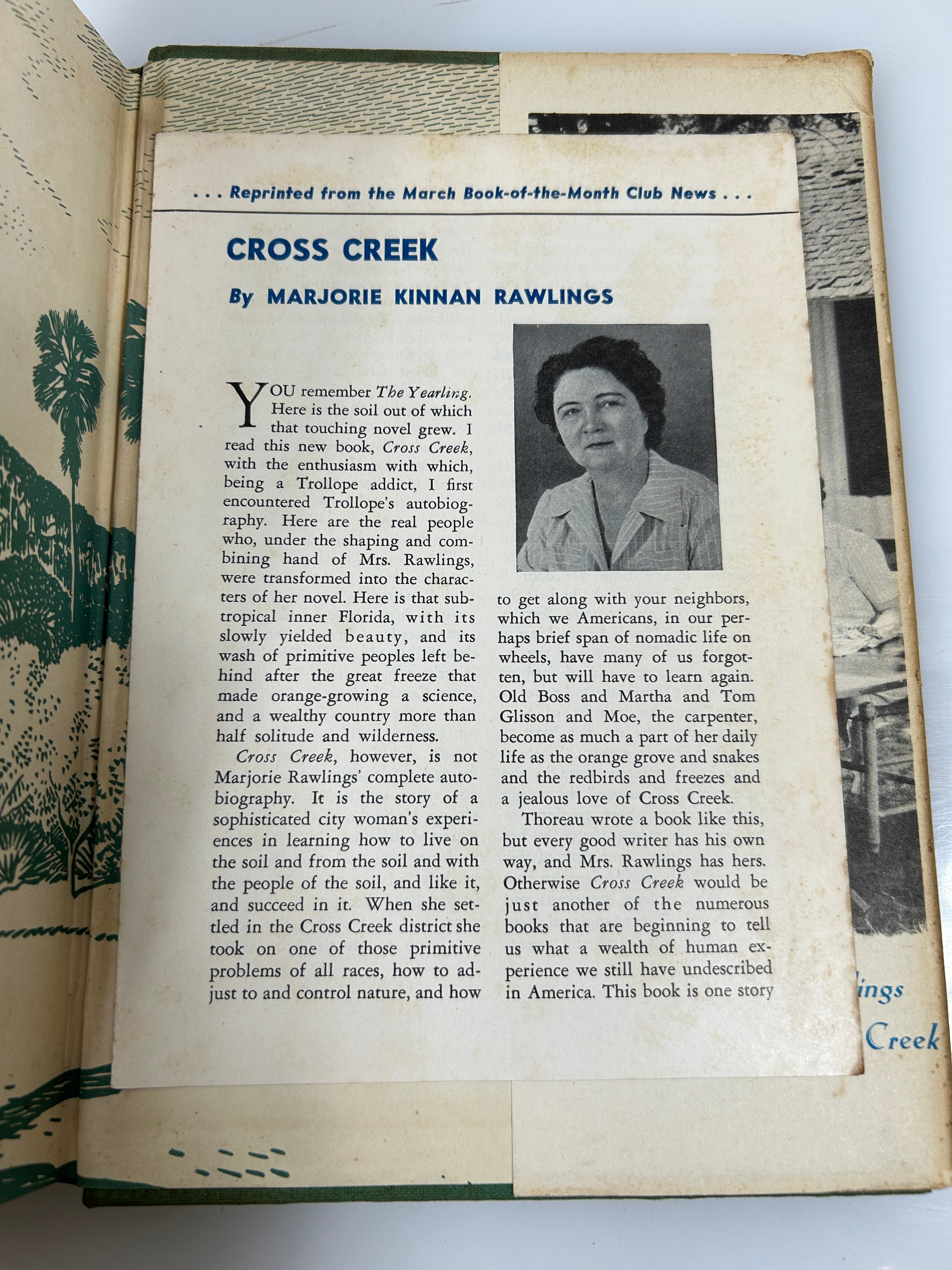 Cross Creek by Marjorie Kinnan Rawlings 1942 Vintage BCE HC DJ