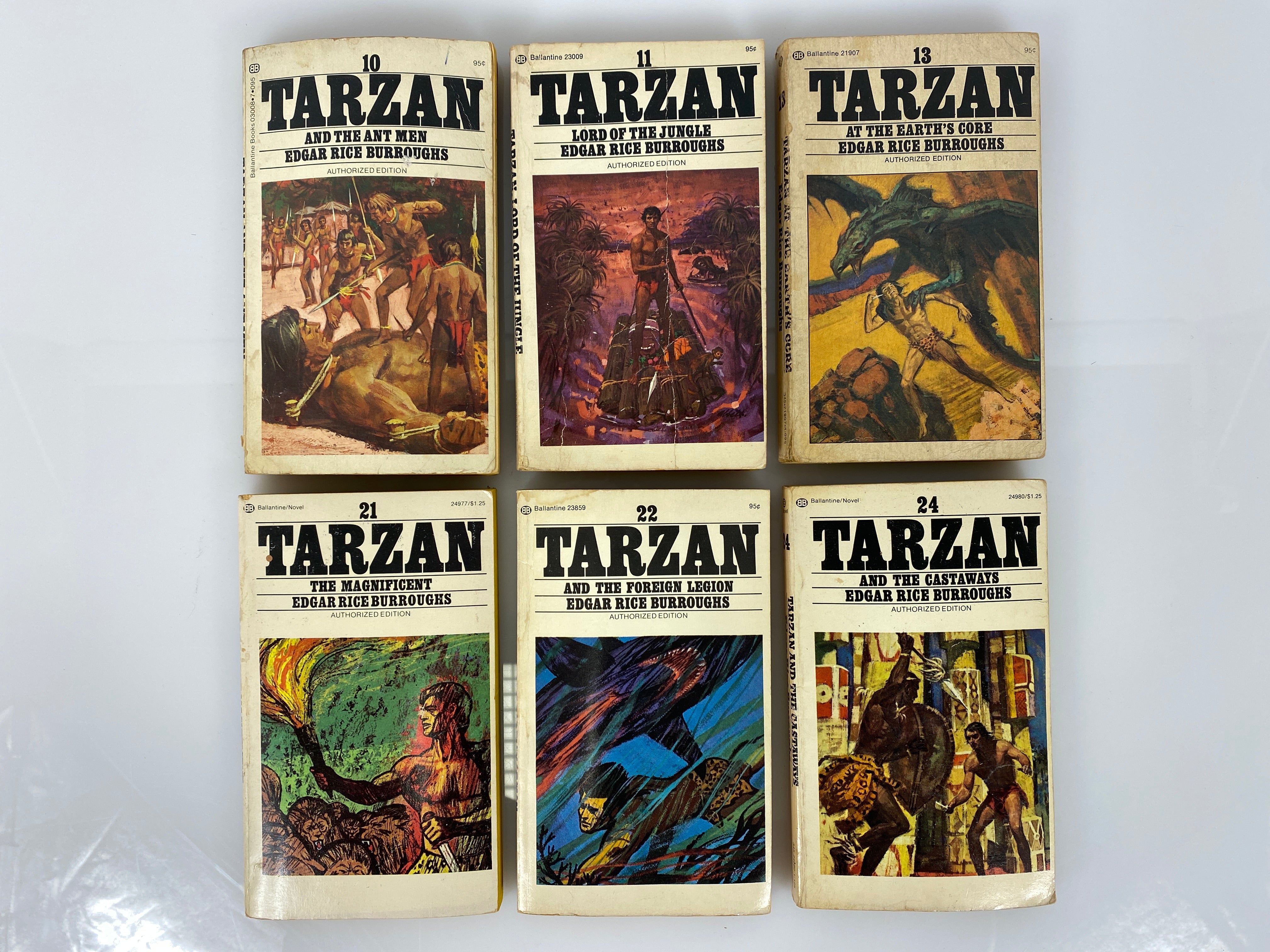 Lot of 6 Vintage Classic Sci Fi Paperbacks Tarzan Burroughs 1973-1975