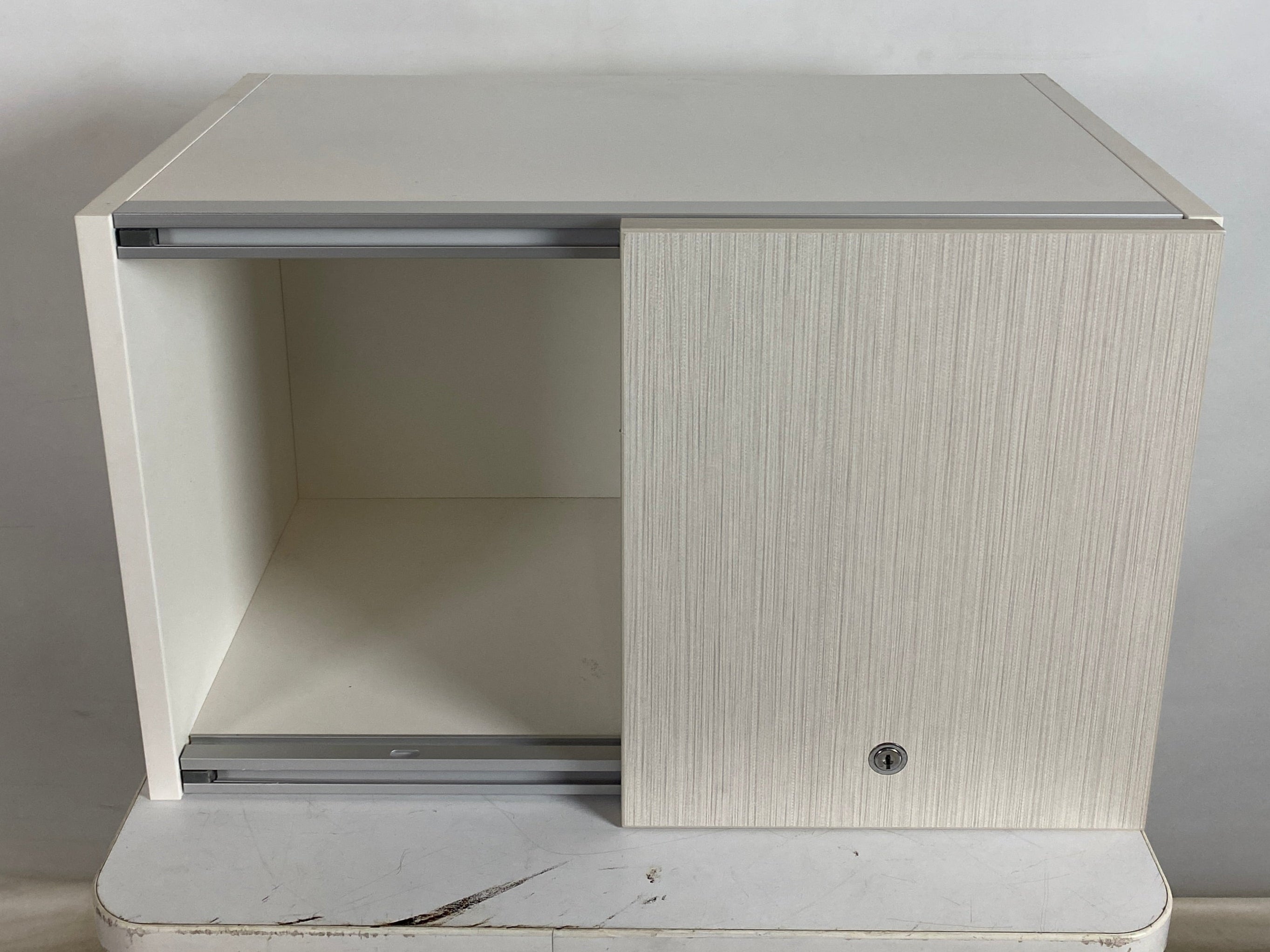 White Sliding Wood Door Cabinet