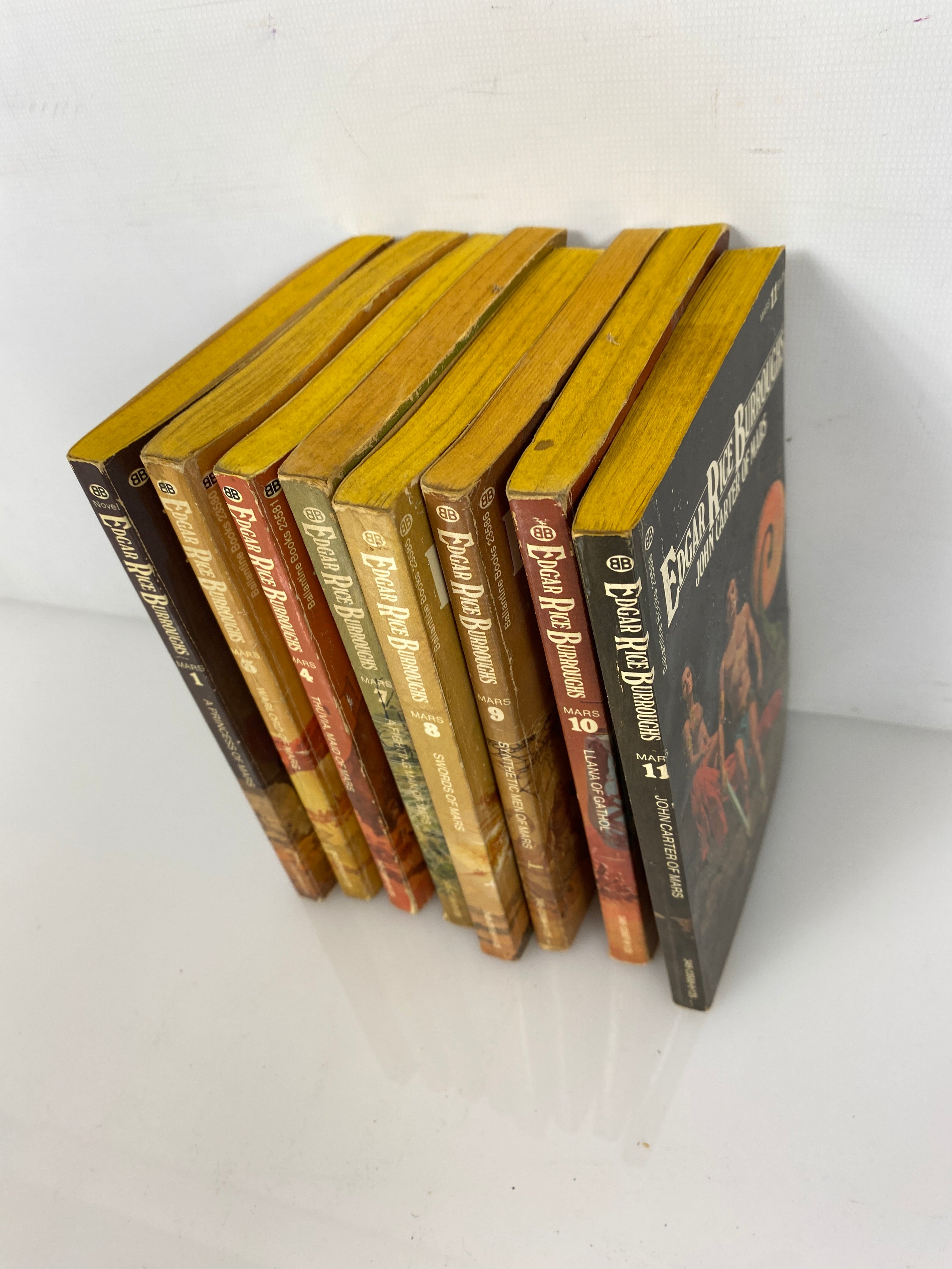 Lot of 8 Vintage Classic Sci Fi Paperbacks Mars Series Burroughs 1976-1977