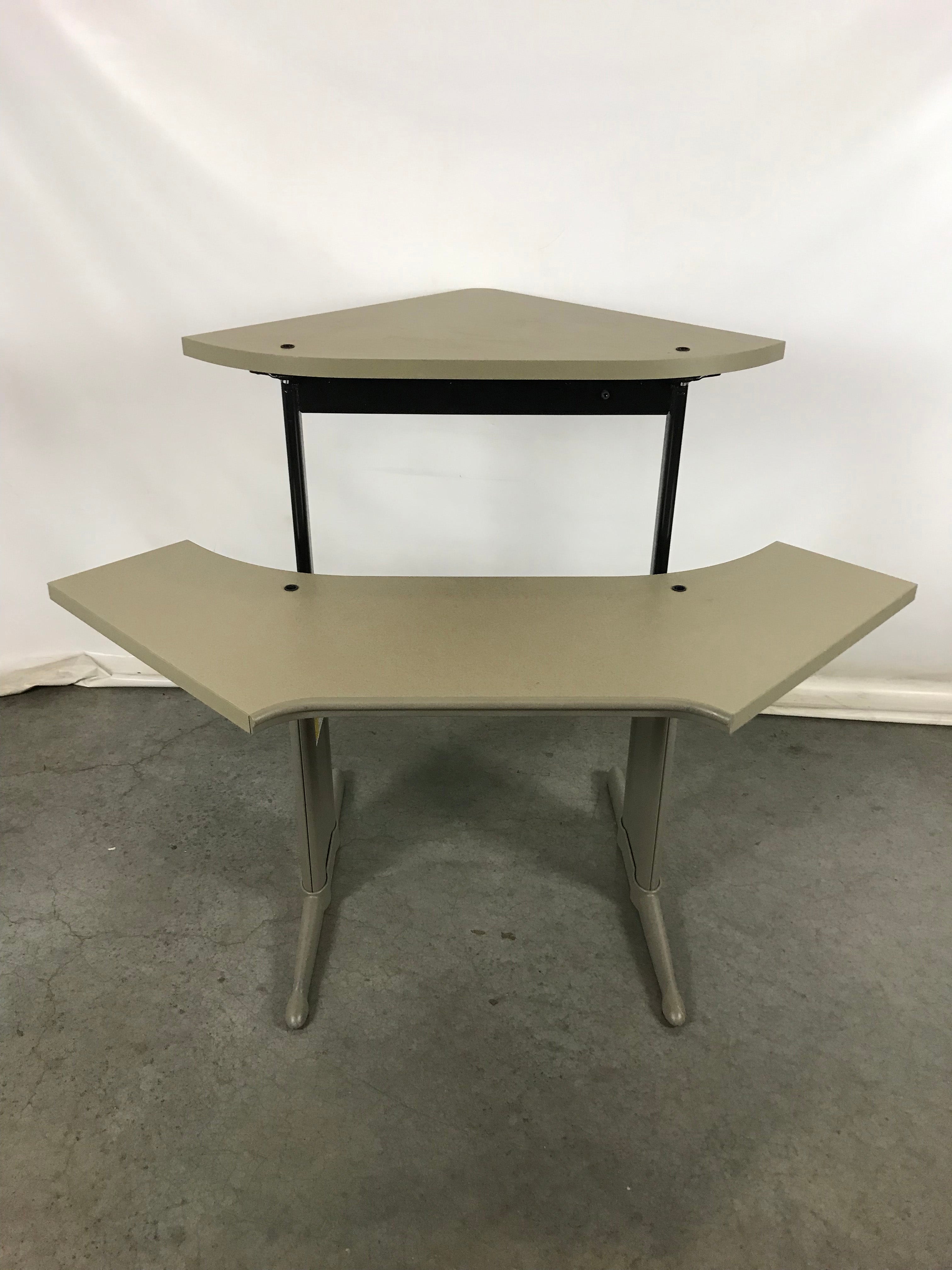 Grey 2 Platform Adjustable Height Corner Desk