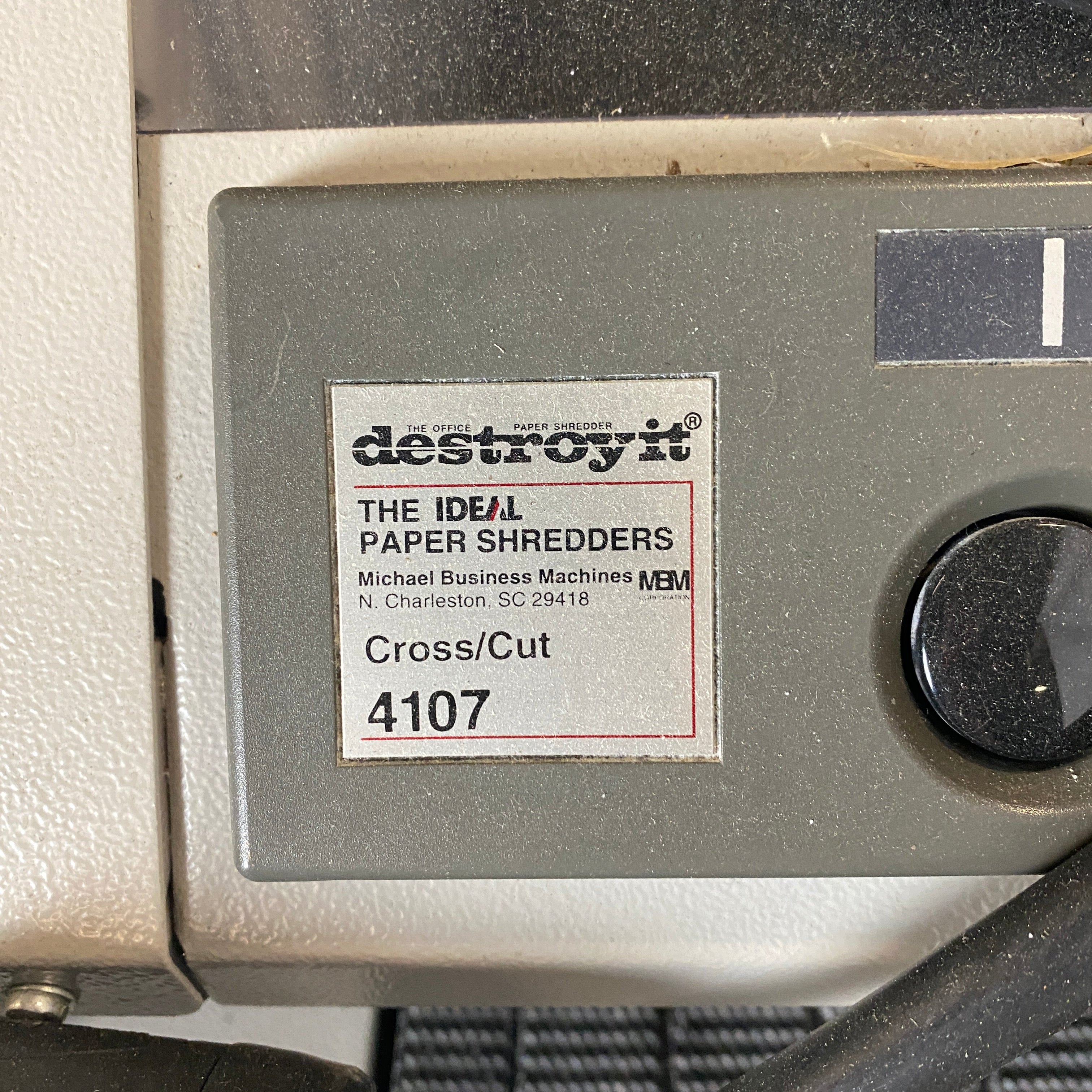 IDEAL "Destroy It" #4107 Cross Cut Industrial Belt Paper Shredder
