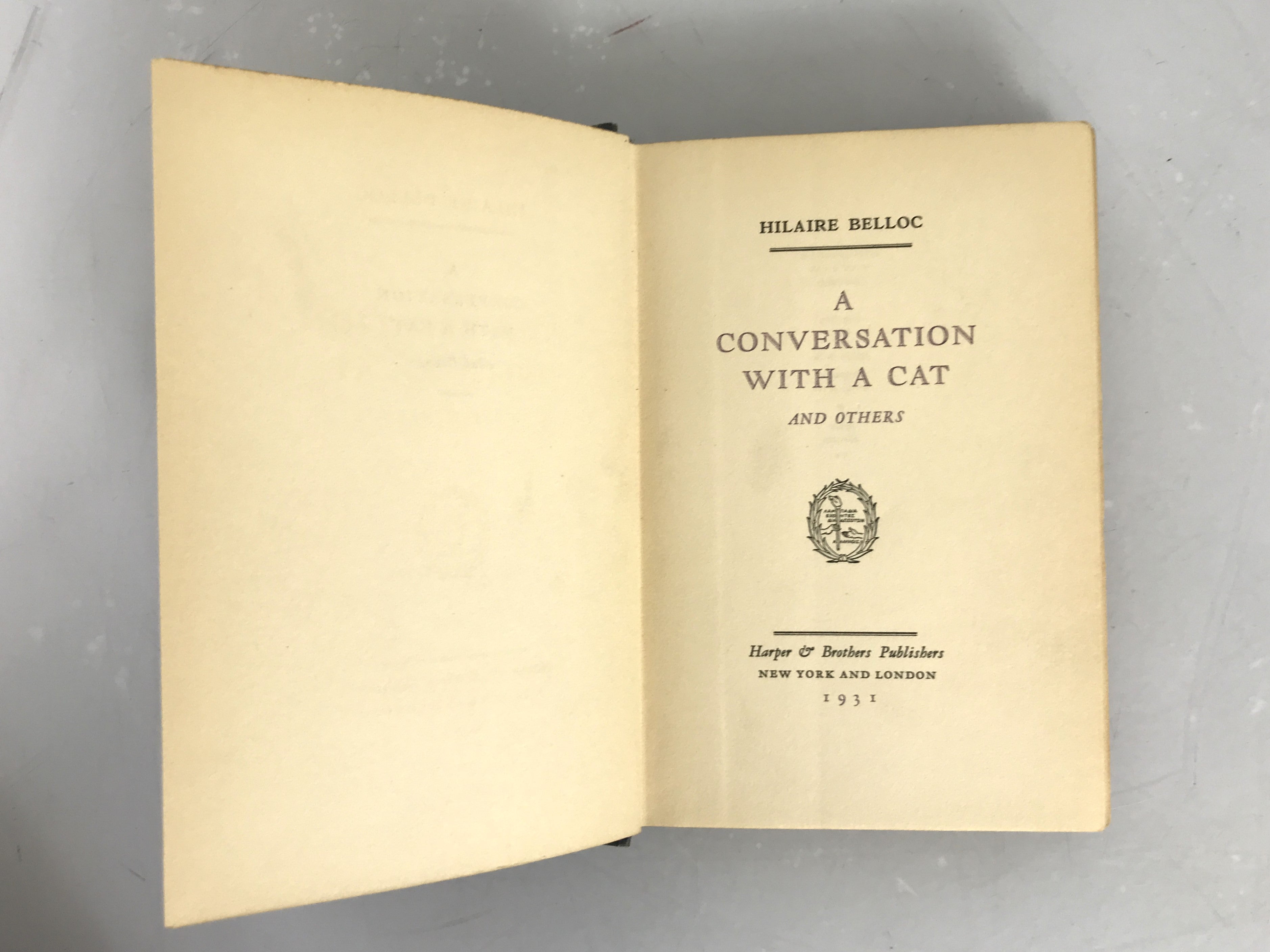 A Conversation with a Cat and Others Hilaire Belloc 1931 First Edition HC
