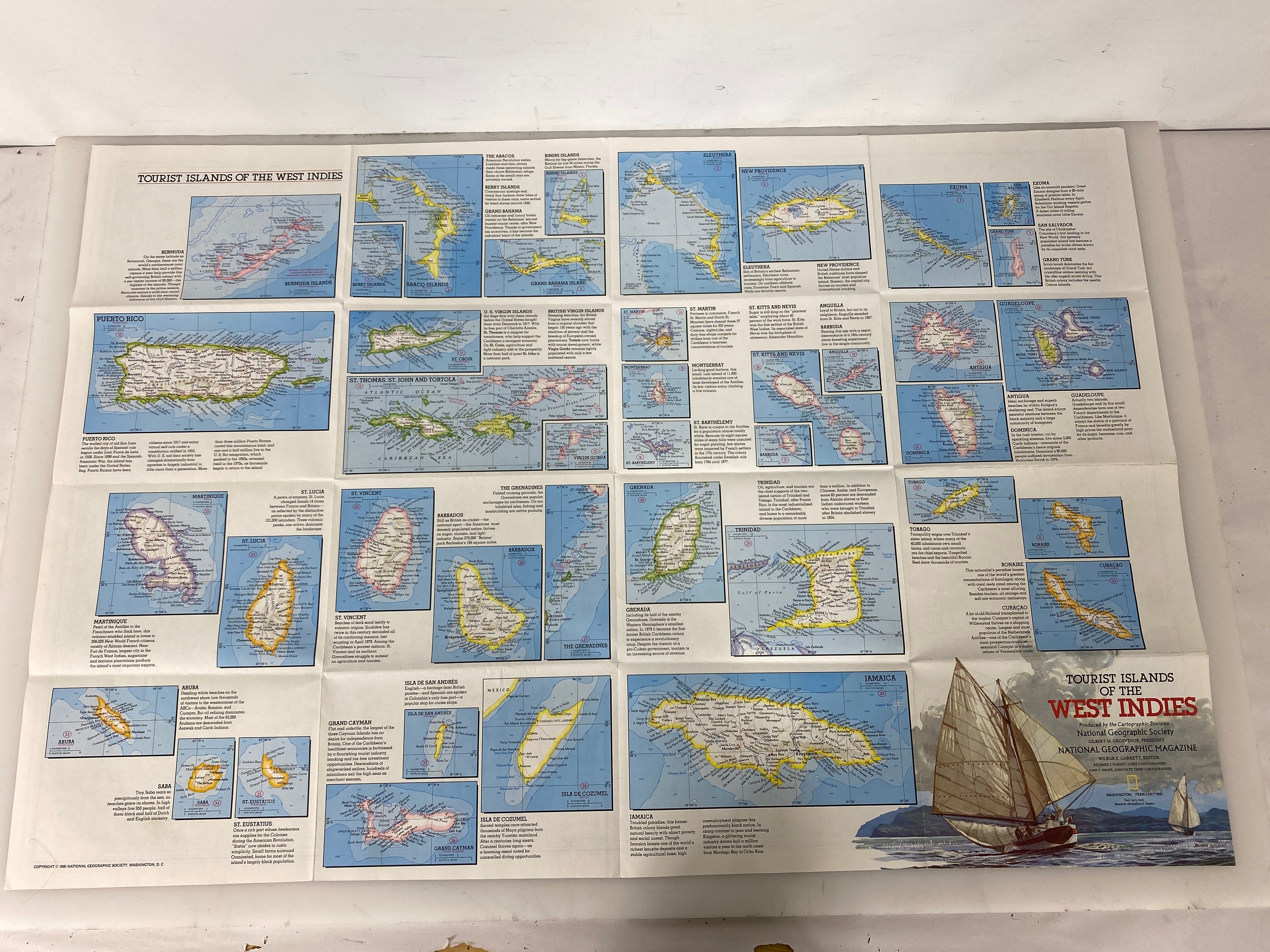 Lot of 4 Nat Geo Maps: West Indies/Central/South American/Mexico 1986-1994