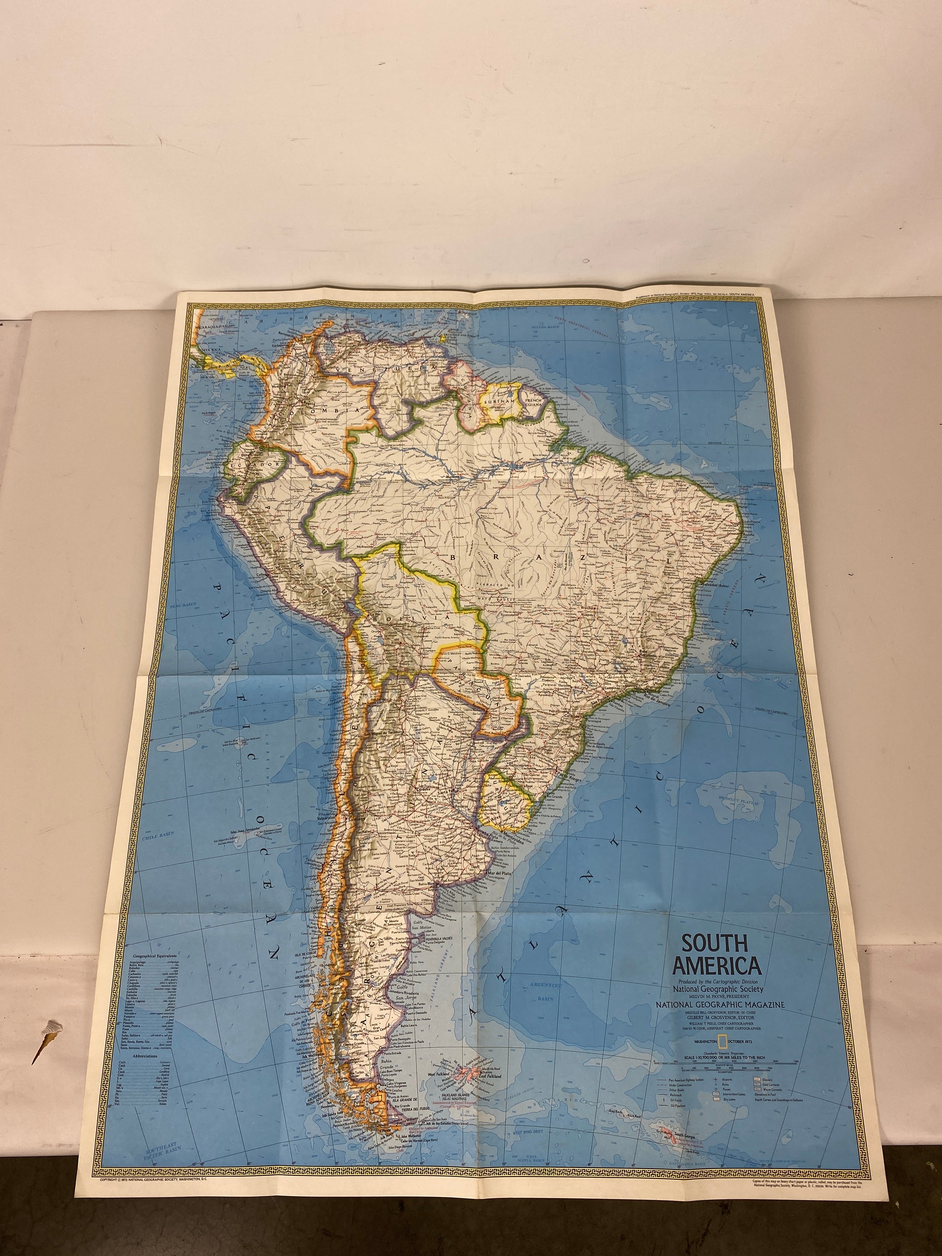 Lot of 4 Nat Geo Maps: West Indies/Central/South American/Mexico 1986-1994