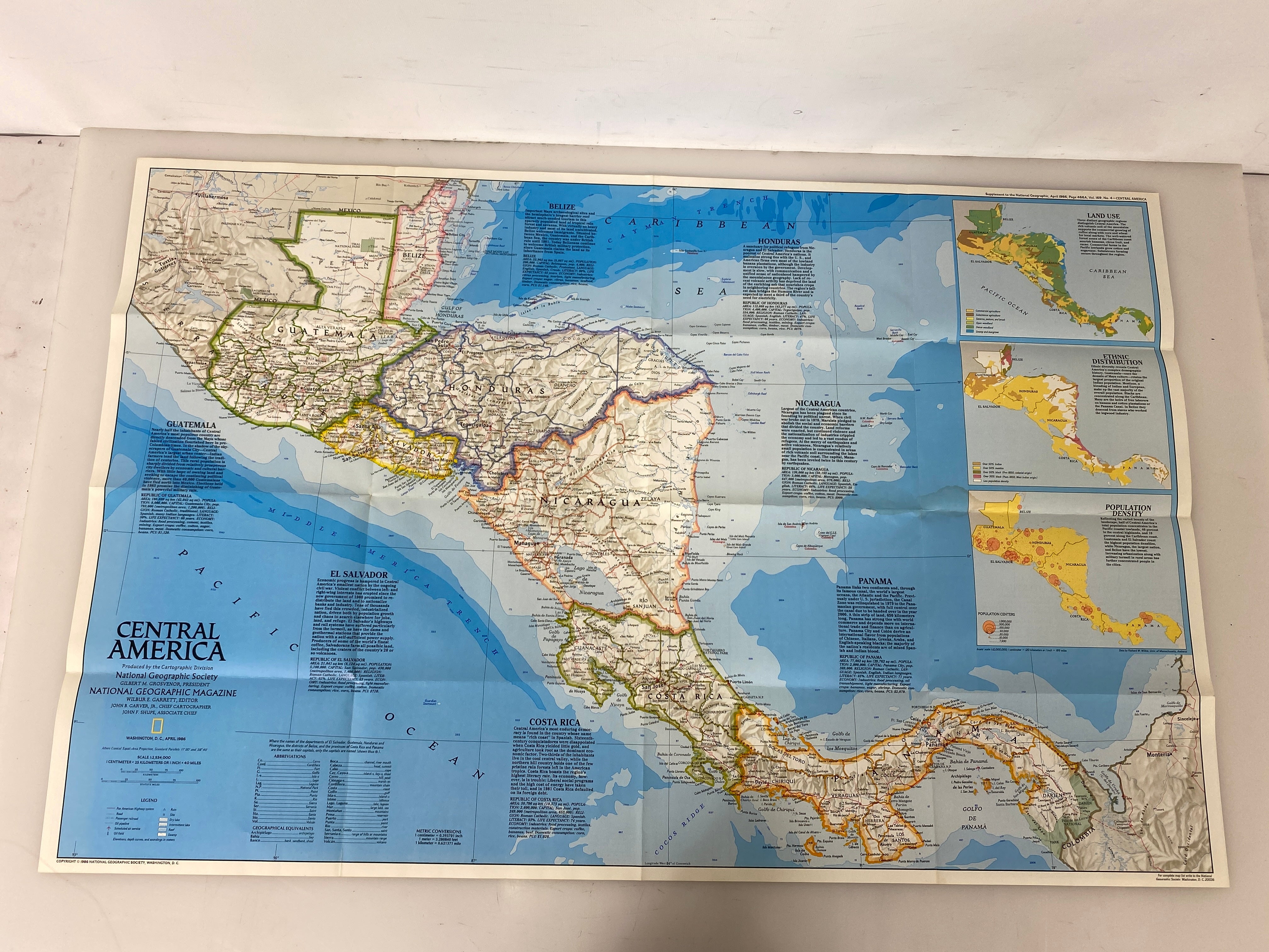Lot of 4 Nat Geo Maps: West Indies/Central/South American/Mexico 1986-1994