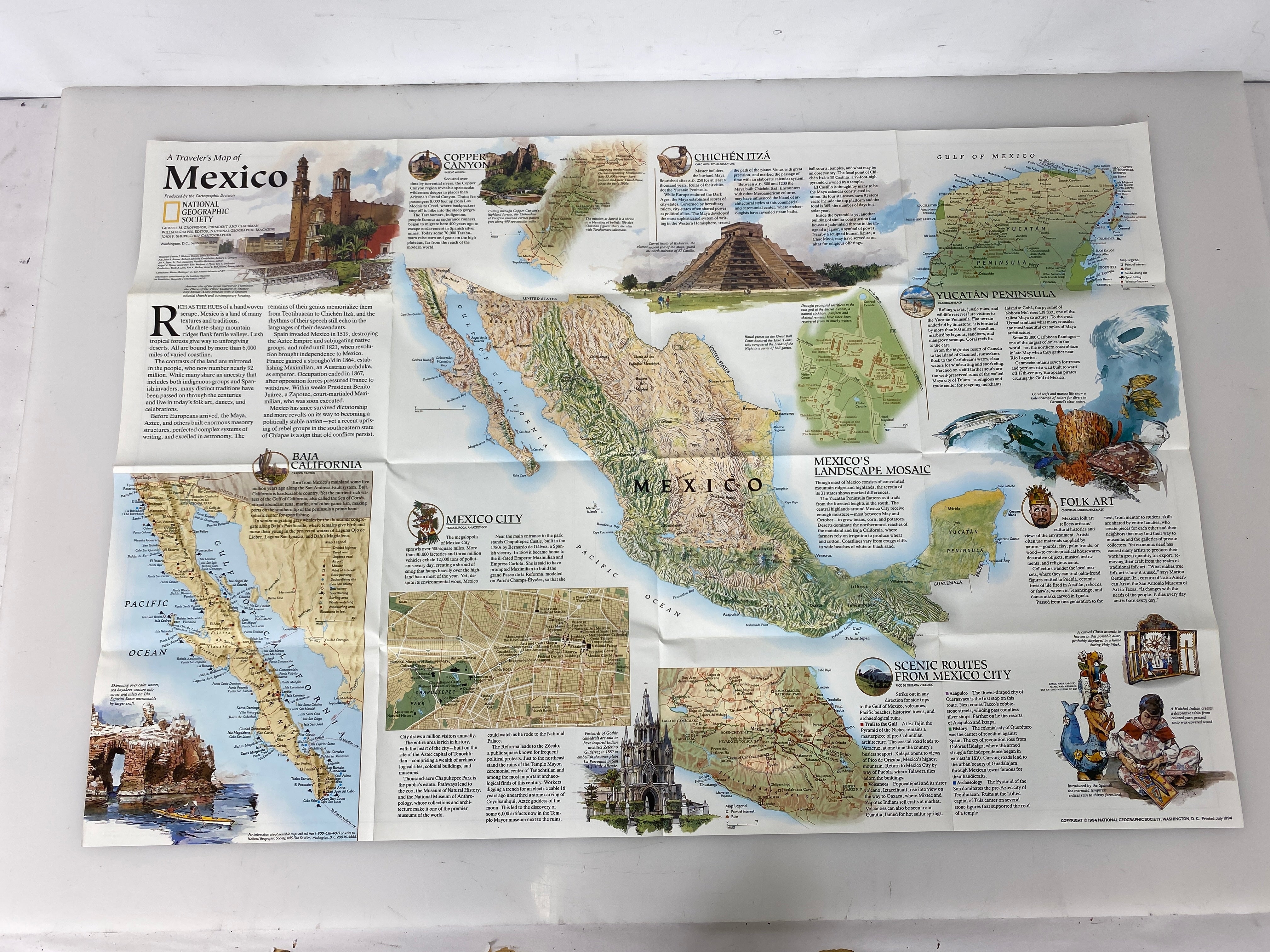 Lot of 4 Nat Geo Maps: West Indies/Central/South American/Mexico 1986-1994