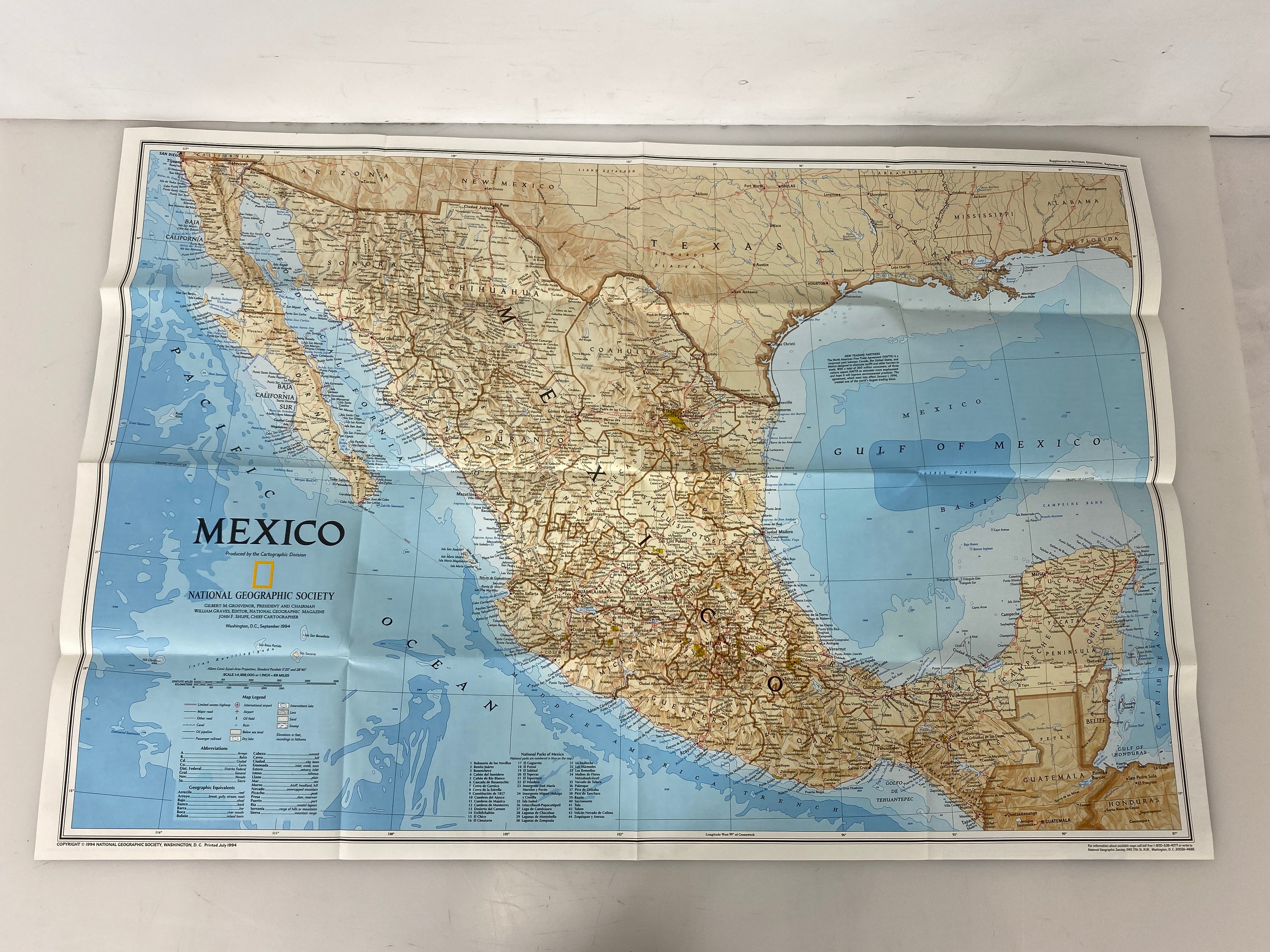 Lot of 4 Nat Geo Maps: West Indies/Central/South American/Mexico 1986-1994