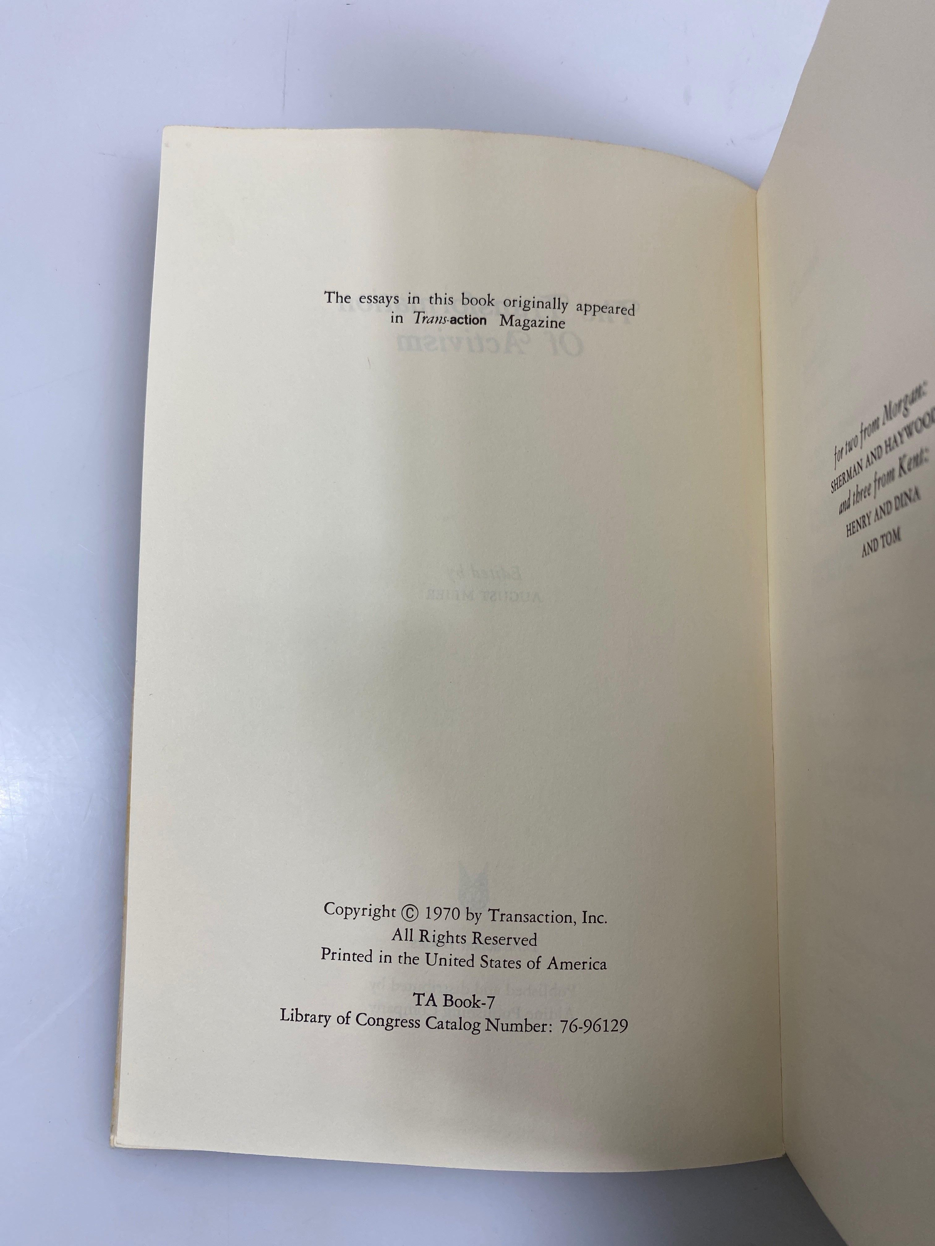 Black Experience The Transformation of Activism Meier 1970 SC